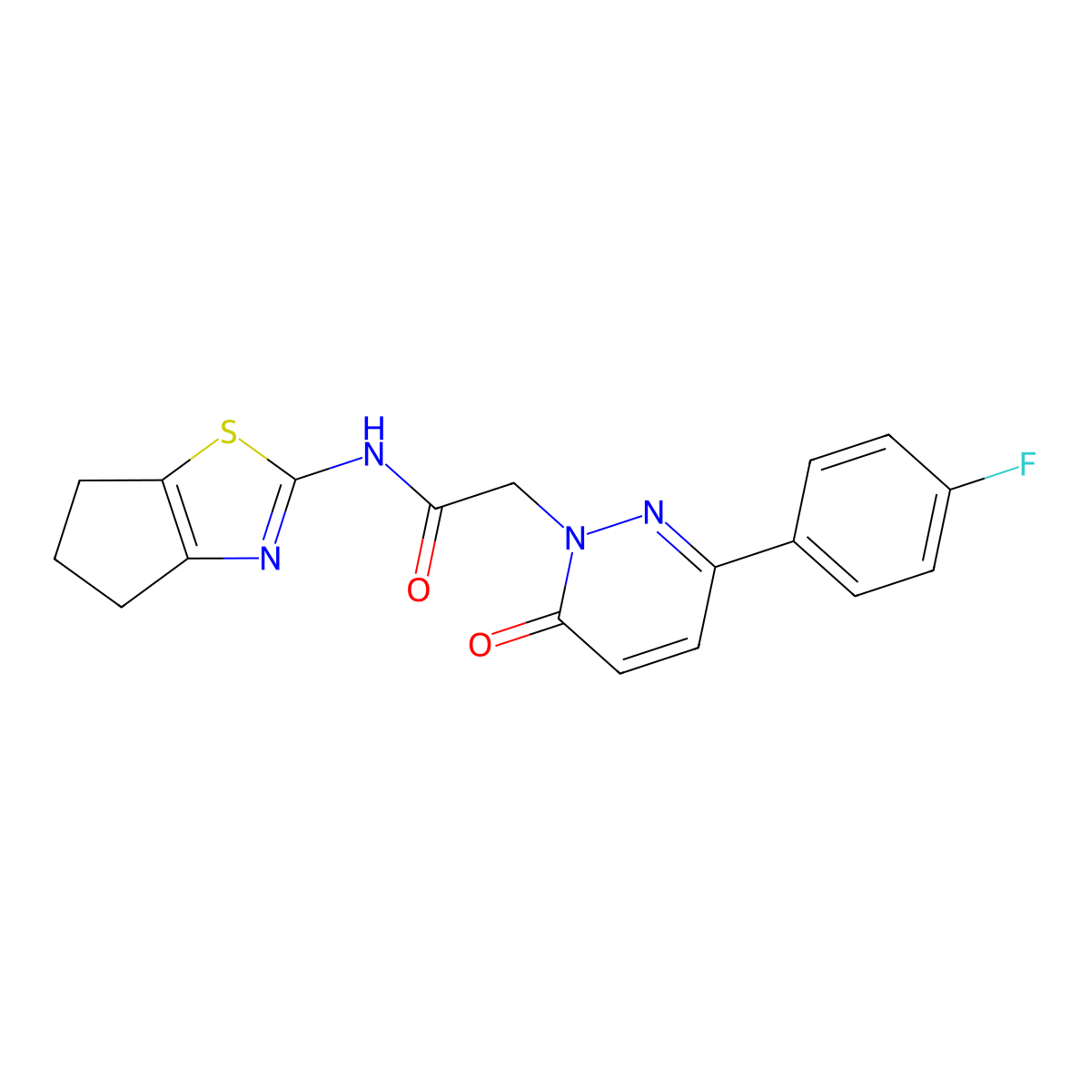 2-[3-(4-fluorophenyl)-6-oxopyridazin-1(6H)-yl]-N-[(2Z)-3,4,5,6-tetrahydro-2H-cyclopenta[d][1,3]thiazol-2-ylidene]acetamide molecular structure, CAS 1282103-95-0