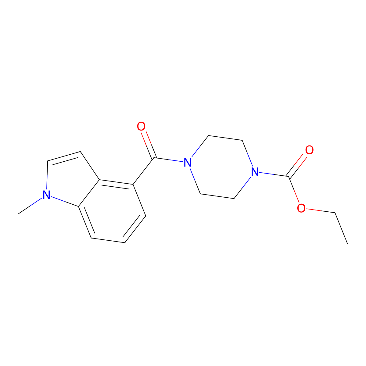 ethyl 4-[(1-methyl-1H-indol-4-yl)carbonyl]piperazine-1-carboxylate molecular structure, CAS 1282103-99-4