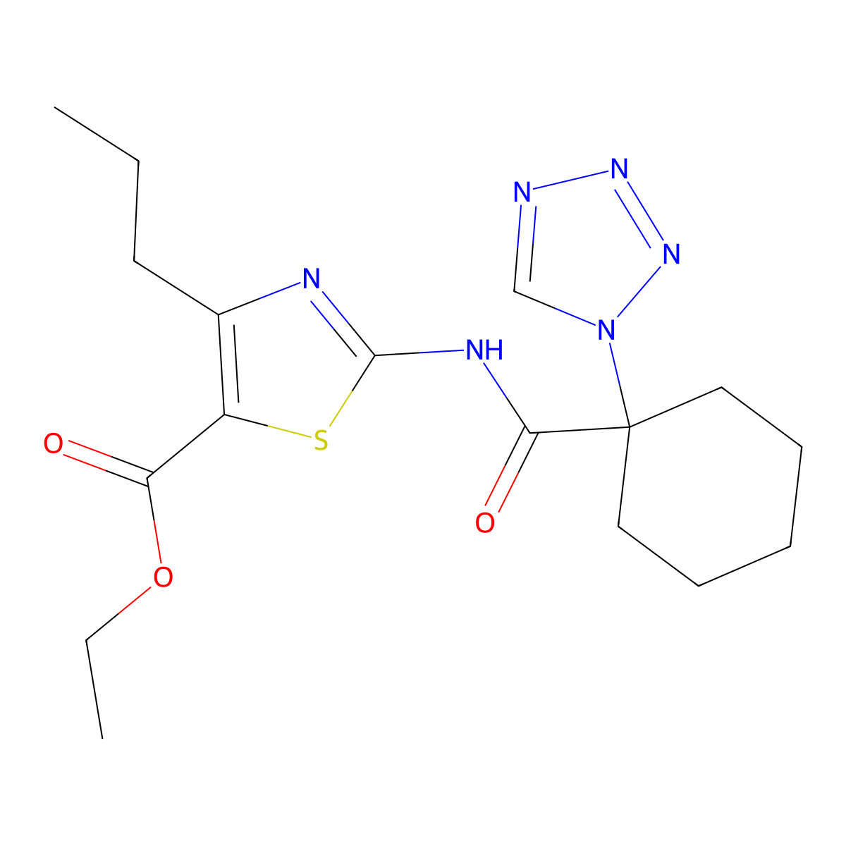 ethyl 4-propyl-2-({[1-(1H-tetrazol-1-yl)cyclohexyl]carbonyl}amino)-1,3-thiazole-5-carboxylate molecular structure, CAS 1282104-12-4