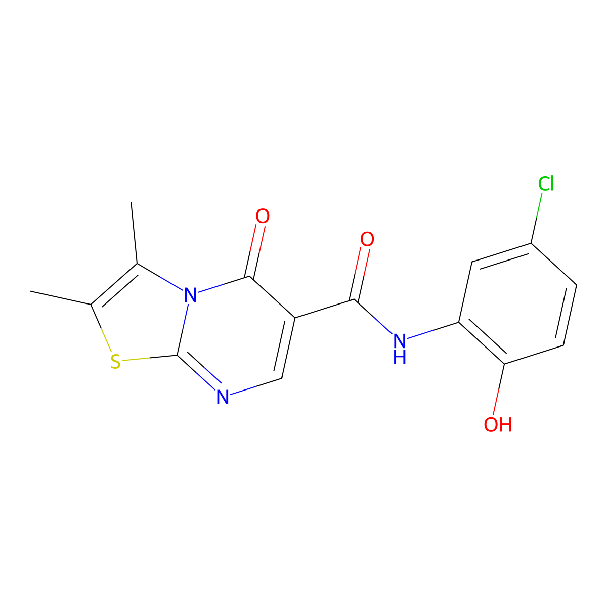 N-(5-chloro-2-hydroxyphenyl)-2,3-dimethyl-5-oxo-5H-[1,3]thiazolo[3,2-a]pyrimidine-6-carboxamide molecular structure, CAS 1282104-16-8