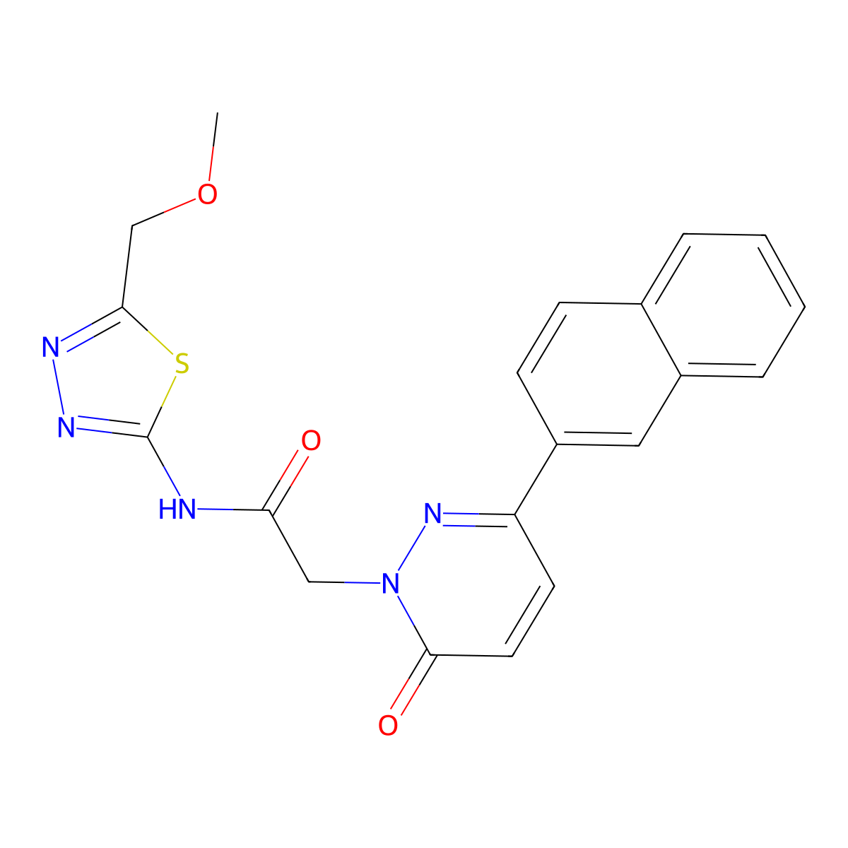 N-[(2E)-5-(methoxymethyl)-1,3,4-thiadiazol-2(3H)-ylidene]-2-[3-(naphthalen-2-yl)-6-oxopyridazin-1(6H)-yl]acetamide molecular structure, CAS 1282104-19-1