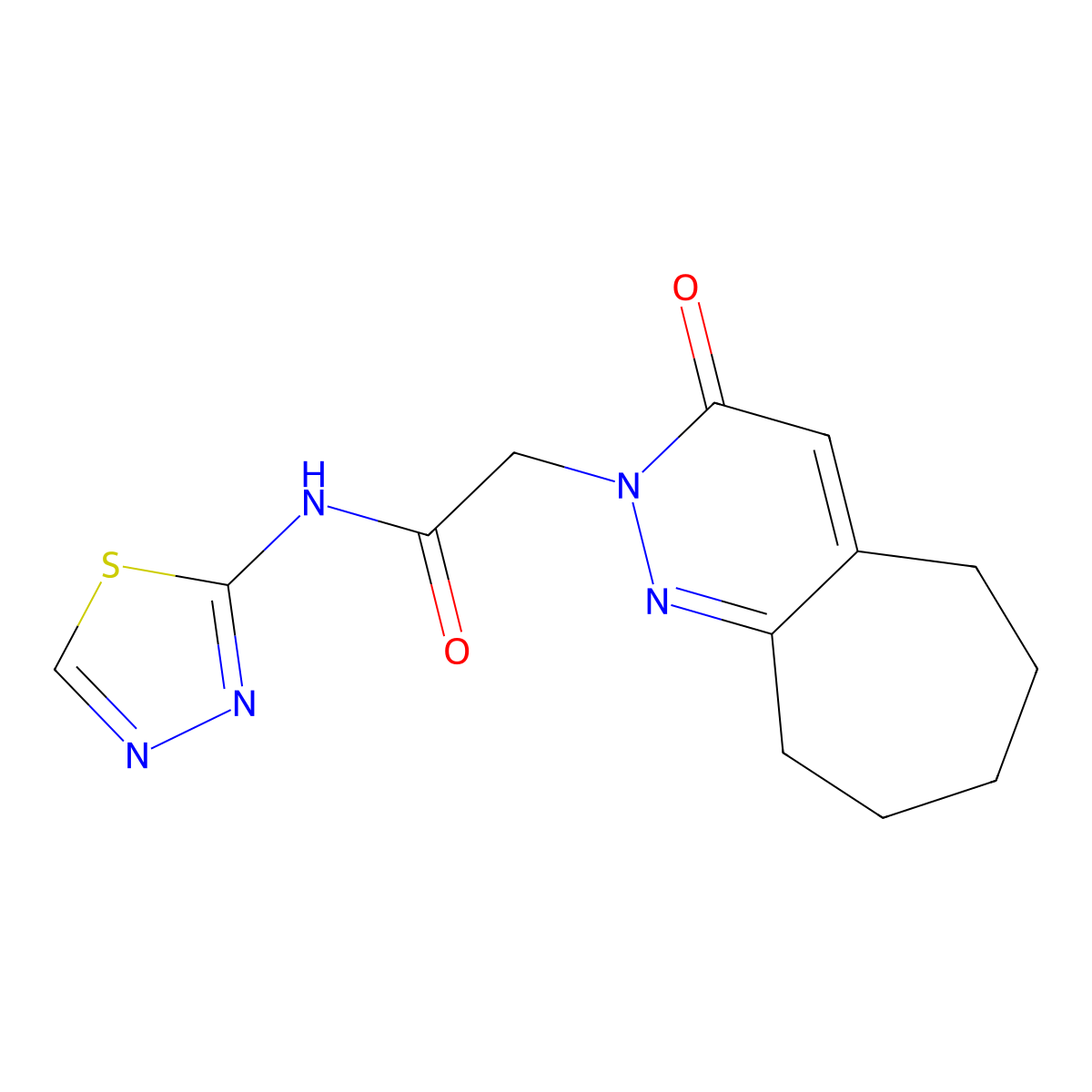 2-(3-oxo-3,5,6,7,8,9-hexahydro-2H-cyclohepta[c]pyridazin-2-yl)-N-(1,3,4-thiadiazol-2-yl)acetamide molecular structure, CAS 1282104-23-7