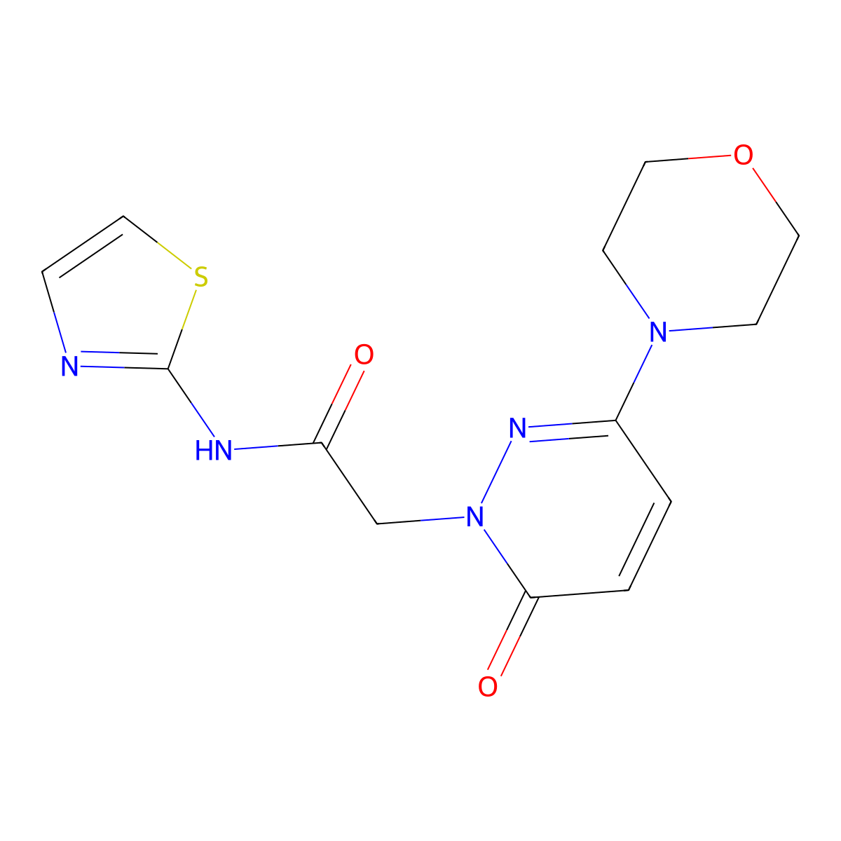 2-[3-(morpholin-4-yl)-6-oxopyridazin-1(6H)-yl]-N-(1,3-thiazol-2-yl)acetamide molecular structure, CAS 1282104-56-6