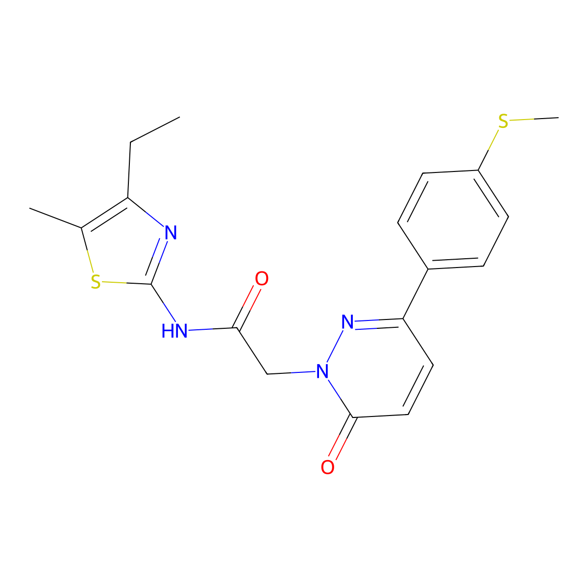 N-[(2Z)-4-ethyl-5-methyl-1,3-thiazol-2(3H)-ylidene]-2-{3-[4-(methylsulfanyl)phenyl]-6-oxopyridazin-1(6H)-yl}acetamide molecular structure, CAS 1282104-61-3