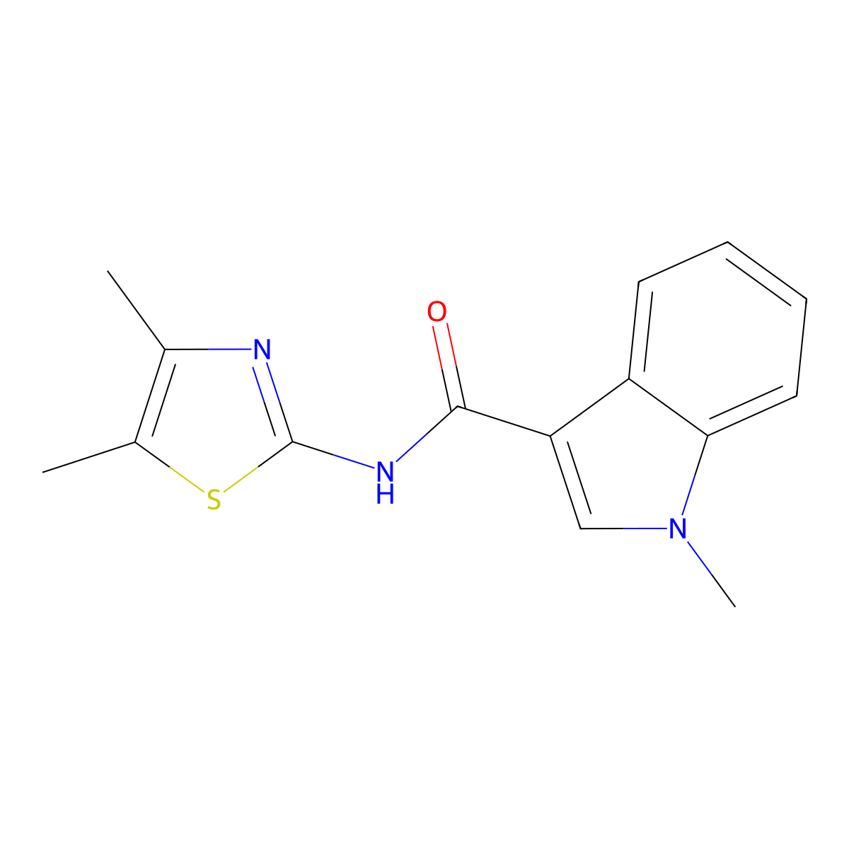 N-[(2Z)-4,5-dimethyl-1,3-thiazol-2(3H)-ylidene]-1-methyl-1H-indole-3-carboxamide molecular structure, CAS 1282104-84-0