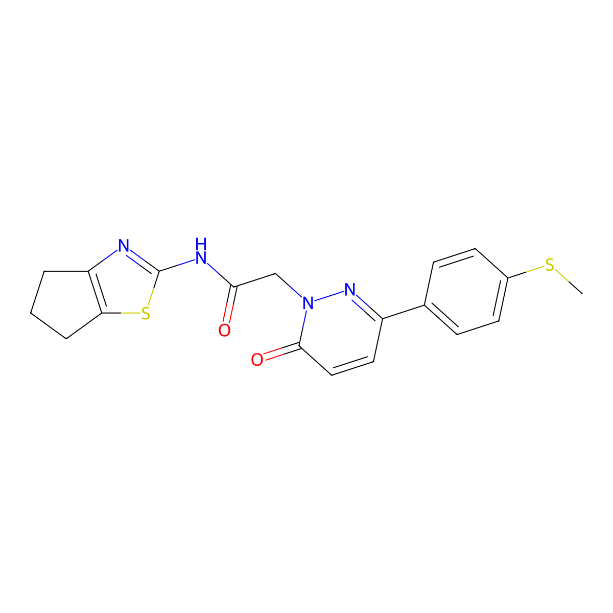 2-{3-[4-(methylsulfanyl)phenyl]-6-oxopyridazin-1(6H)-yl}-N-[(2Z)-3,4,5,6-tetrahydro-2H-cyclopenta[d][1,3]thiazol-2-ylidene]acetamide molecular structure, CAS 1282104-89-5