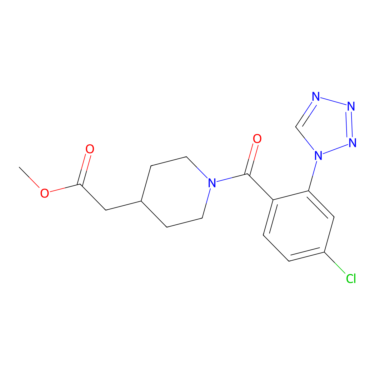 methyl (1-{[4-chloro-2-(1H-tetrazol-1-yl)phenyl]carbonyl}piperidin-4-yl)acetate molecular structure, CAS 1282104-91-9