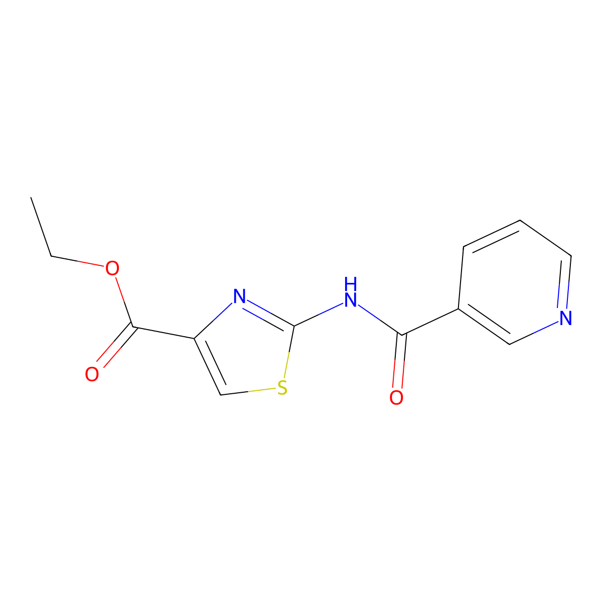 Ethyl 2-[(pyridin-3-ylcarbonyl)amino]-1,3-thiazole-4-carboxylate molecular structure, CAS 1282105-01-4