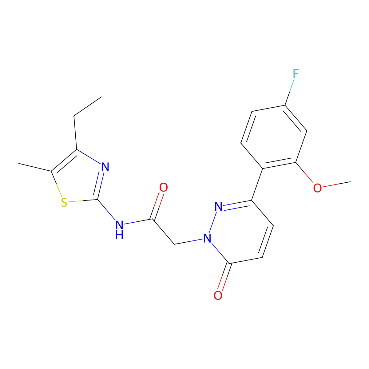 N-[(2Z)-4-ethyl-5-methyl-1,3-thiazol-2(3H)-ylidene]-2-[3-(4-fluoro-2-methoxyphenyl)-6-oxopyridazin-1(6H)-yl]acetamide molecular structure, CAS 1282105-07-0