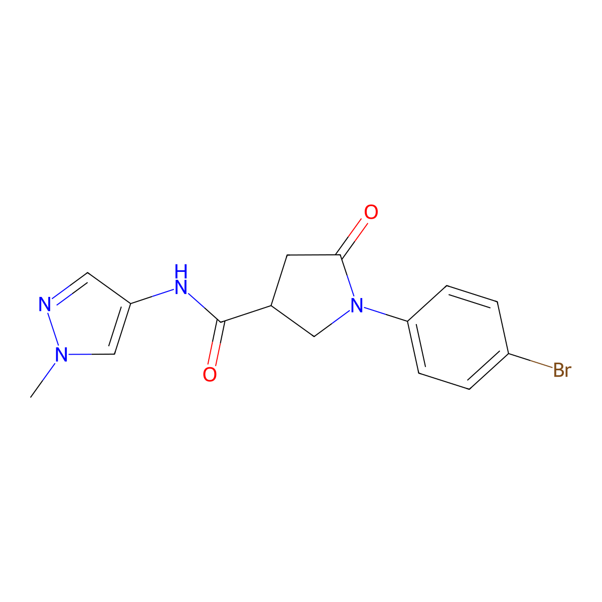 1-(4-bromophenyl)-N-(1-methyl-1H-pyrazol-4-yl)-5-oxopyrrolidine-3-carboxamide molecular structure, CAS 1282105-22-9