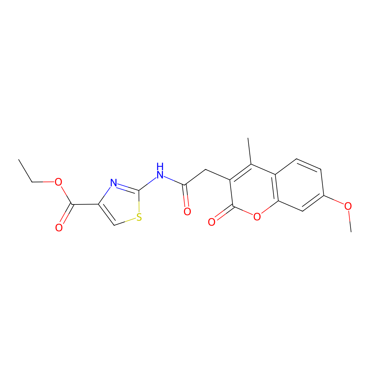 ethyl 2-{[(7-methoxy-4-methyl-2-oxo-2H-chromen-3-yl)acetyl]amino}-1,3-thiazole-4-carboxylate molecular structure, CAS 1282105-49-0