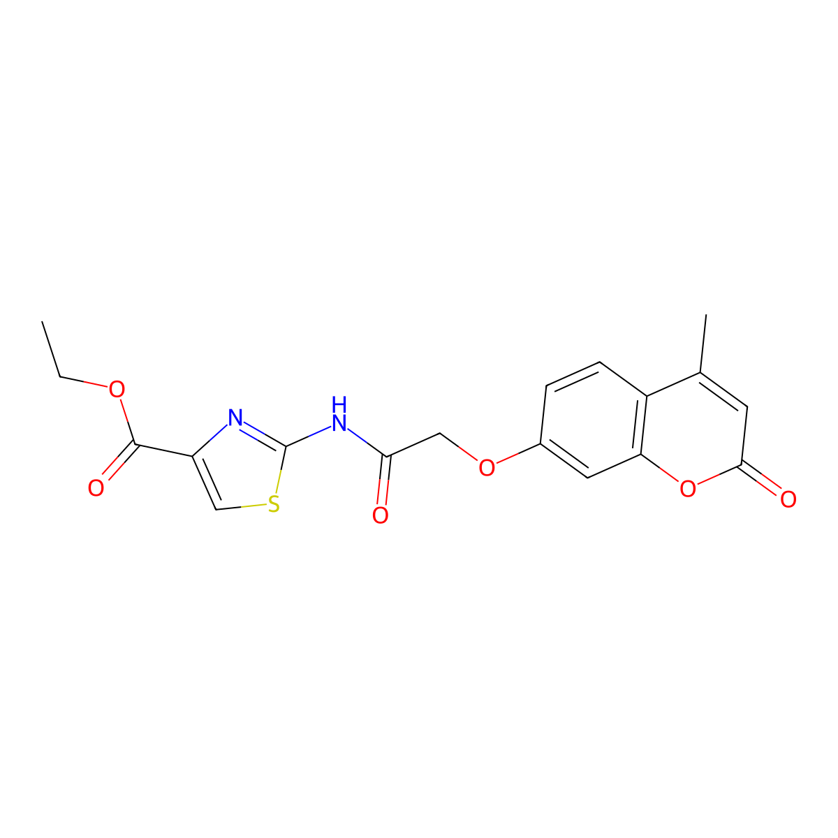 ethyl 2-({[(4-methyl-2-oxo-2H-chromen-7-yl)oxy]acetyl}amino)-1,3-thiazole-4-carboxylate molecular structure, CAS 1282105-61-6