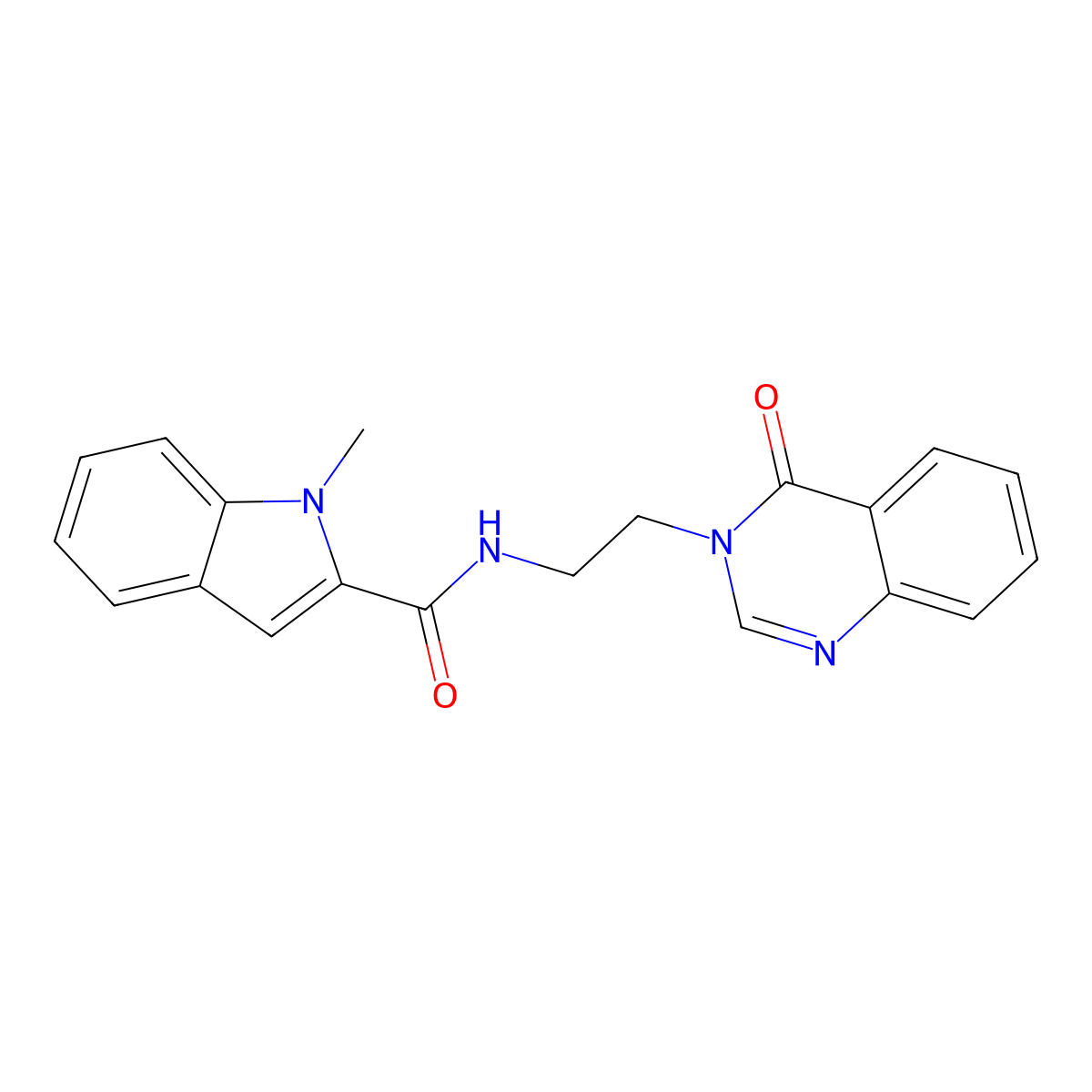 1-methyl-N-[2-(4-oxoquinazolin-3(4H)-yl)ethyl]-1H-indole-2-carboxamide molecular structure, CAS 1282105-67-2