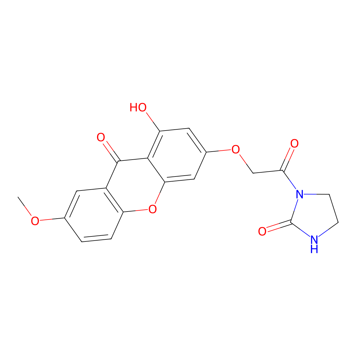 1-{[(1-hydroxy-7-methoxy-9-oxo-9H-xanthen-3-yl)oxy]acetyl}imidazolidin-2-one molecular structure, CAS 1282105-81-0