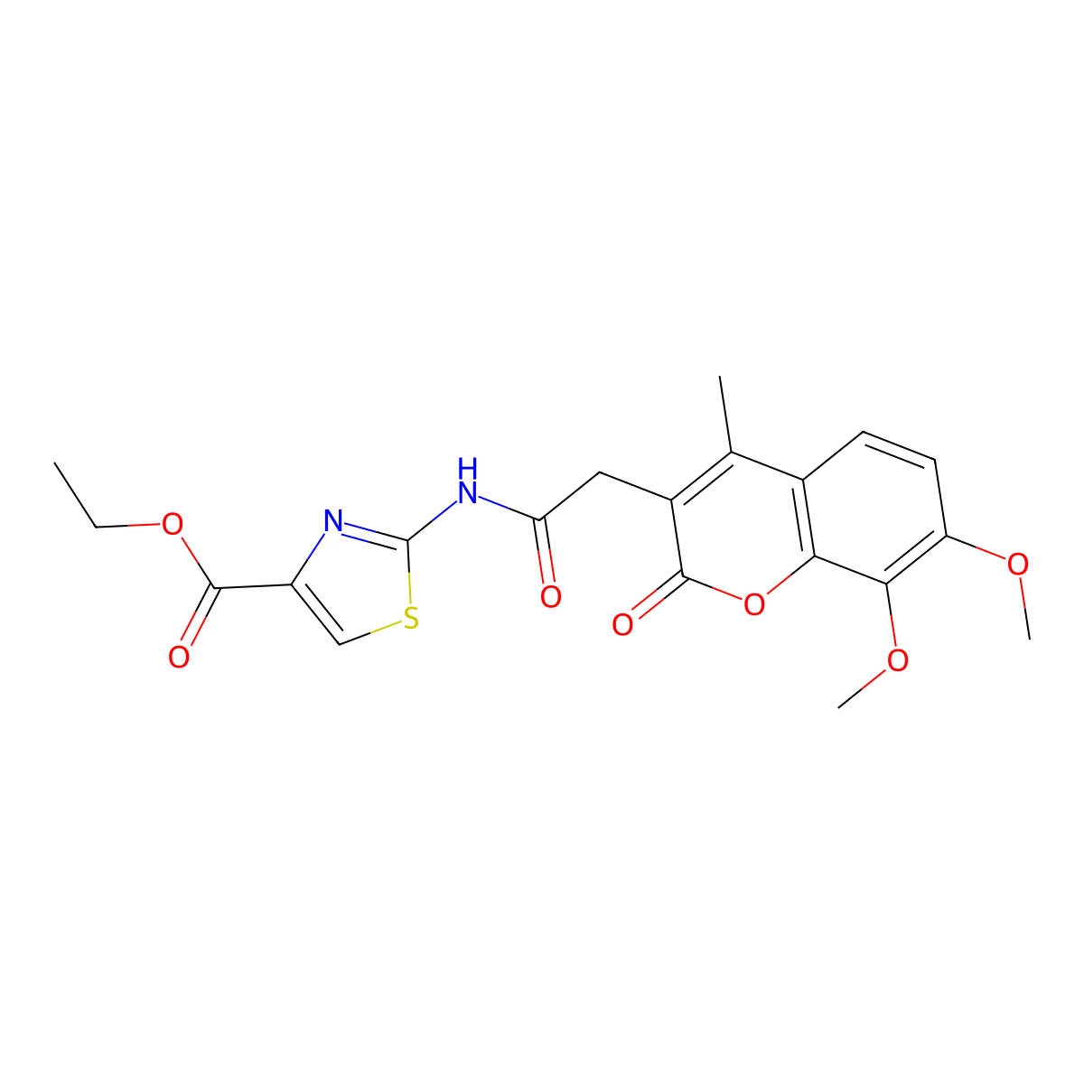 ethyl 2-{[(7,8-dimethoxy-4-methyl-2-oxo-2H-chromen-3-yl)acetyl]amino}-1,3-thiazole-4-carboxylate molecular structure, CAS 1282105-91-2