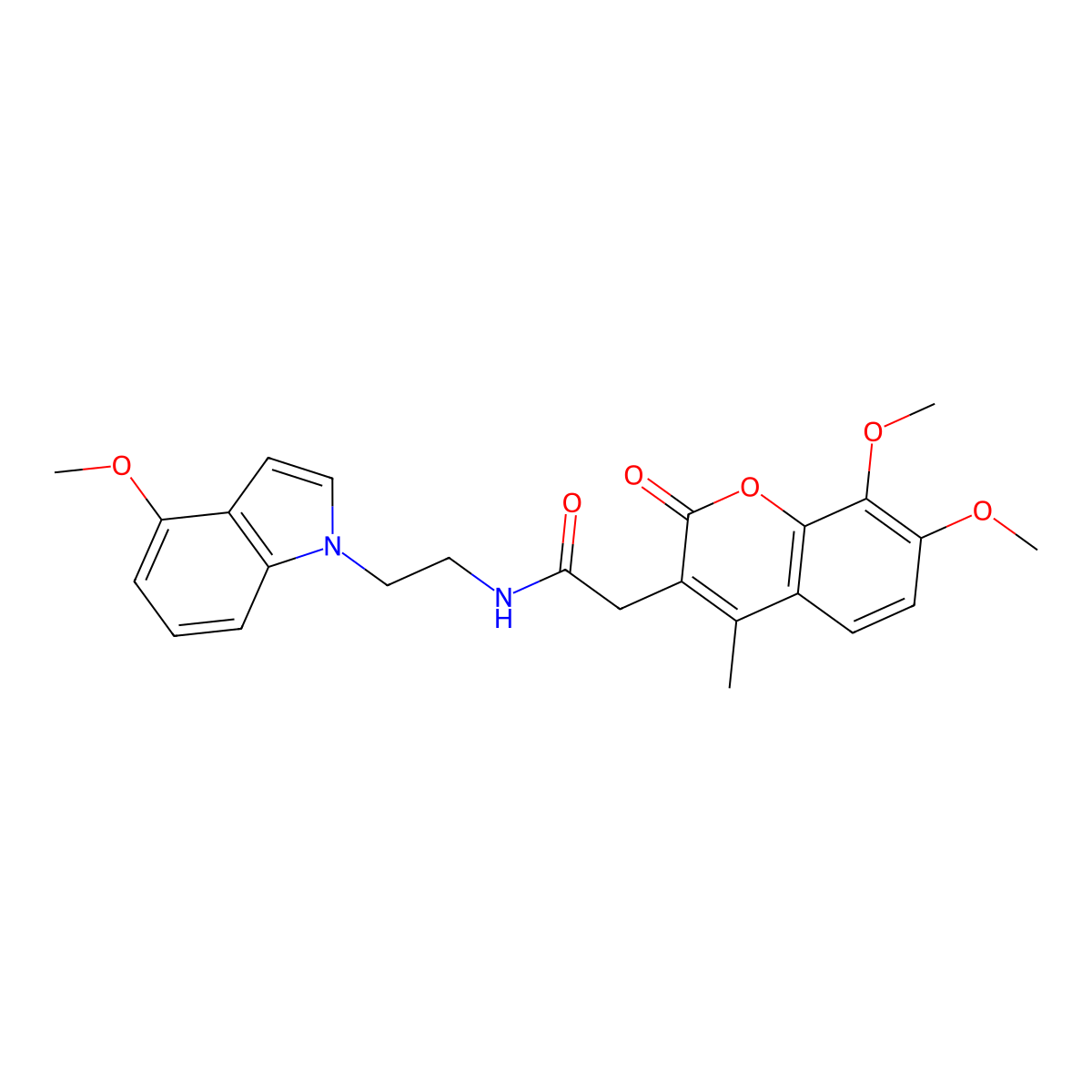 2-(7,8-dimethoxy-4-methyl-2-oxo-2H-chromen-3-yl)-N-[2-(4-methoxy-1H-indol-1-yl)ethyl]acetamide molecular structure, CAS 1282106-19-7