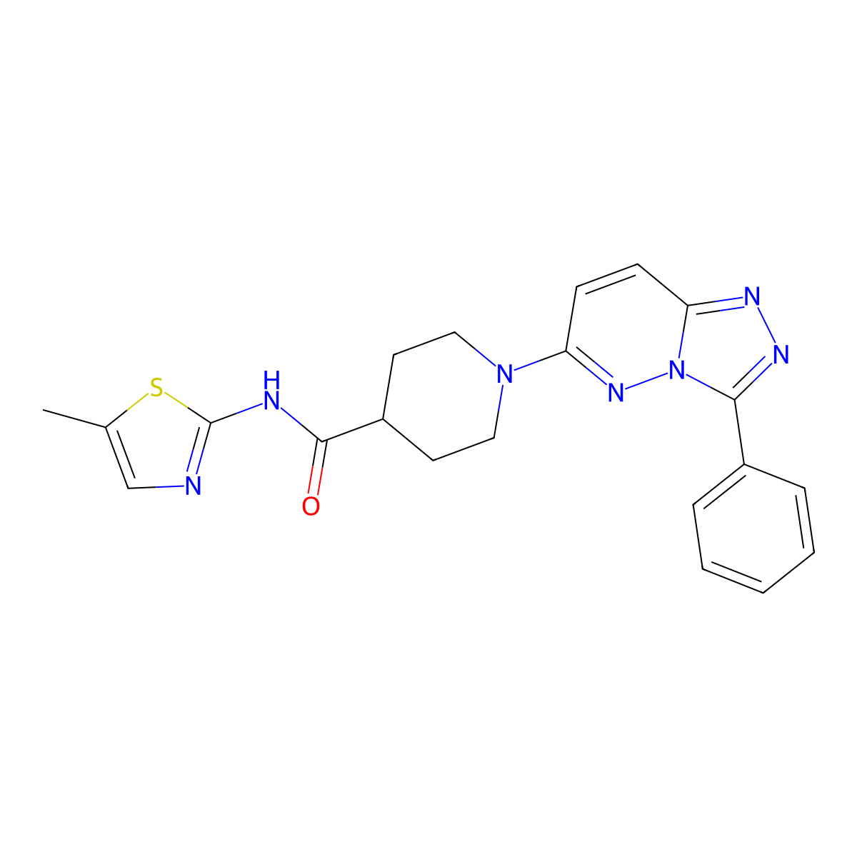 N-(5-methyl-1,3-thiazol-2-yl)-1-(3-phenyl[1,2,4]triazolo[4,3-b]pyridazin-6-yl)piperidine-4-carboxamide molecular structure, CAS 1282106-58-4
