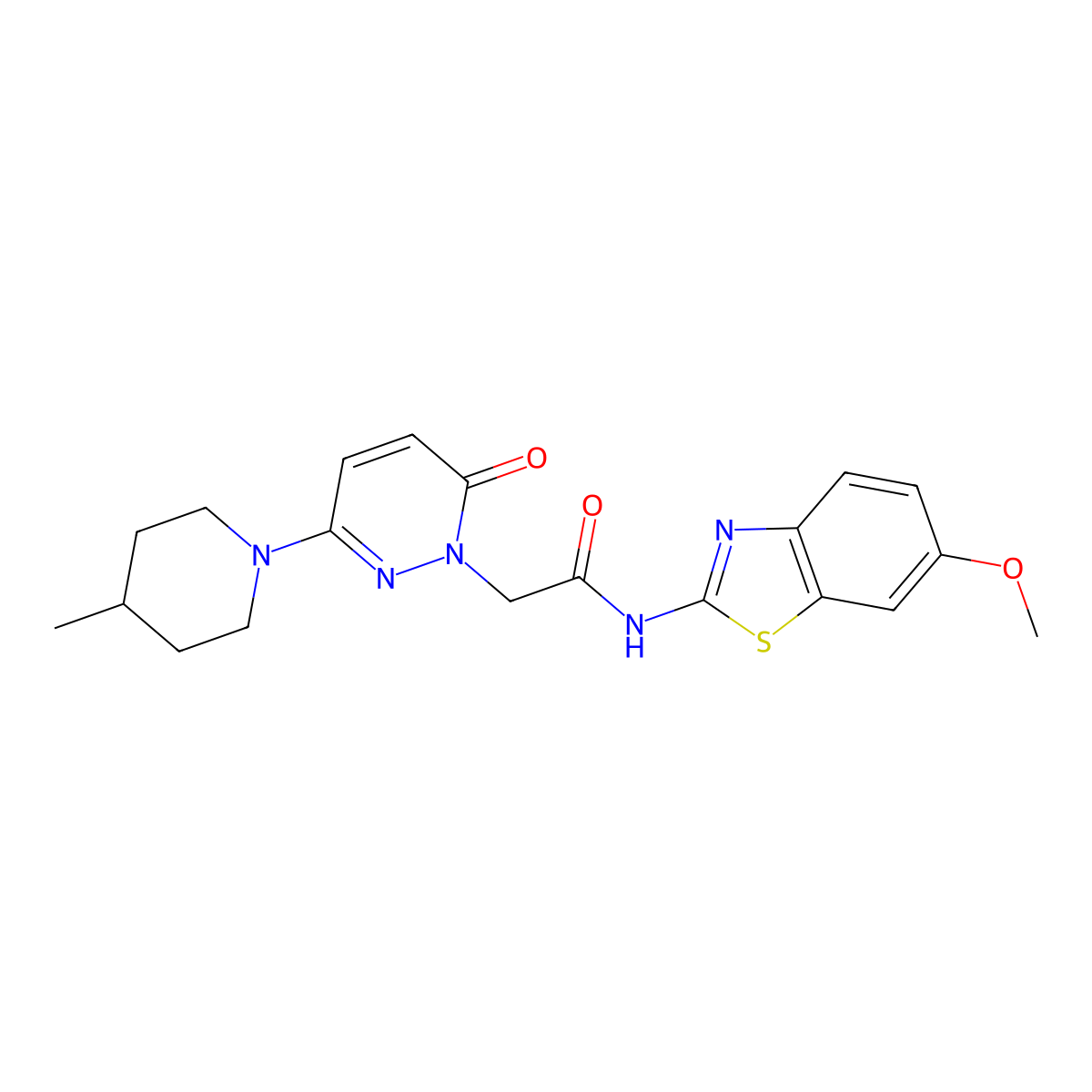 N-(6-methoxy-1,3-benzothiazol-2-yl)-2-[3-(4-methylpiperidin-1-yl)-6-oxopyridazin-1(6H)-yl]acetamide molecular structure, CAS 1282106-62-0