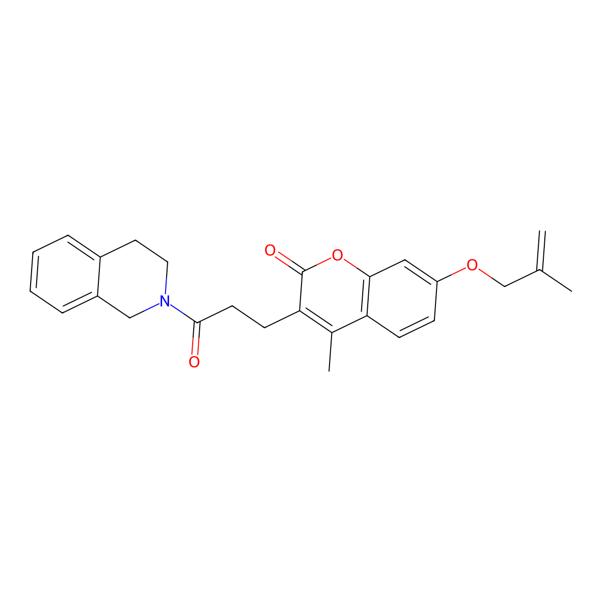 3-{3-[3,4-dihydro-2(1H)-isoquinolinyl]-3-oxopropyl}-4-methyl-7-[(2-methylallyl)oxy]-2H-chromen-2-one molecular structure, CAS 1282106-71-1