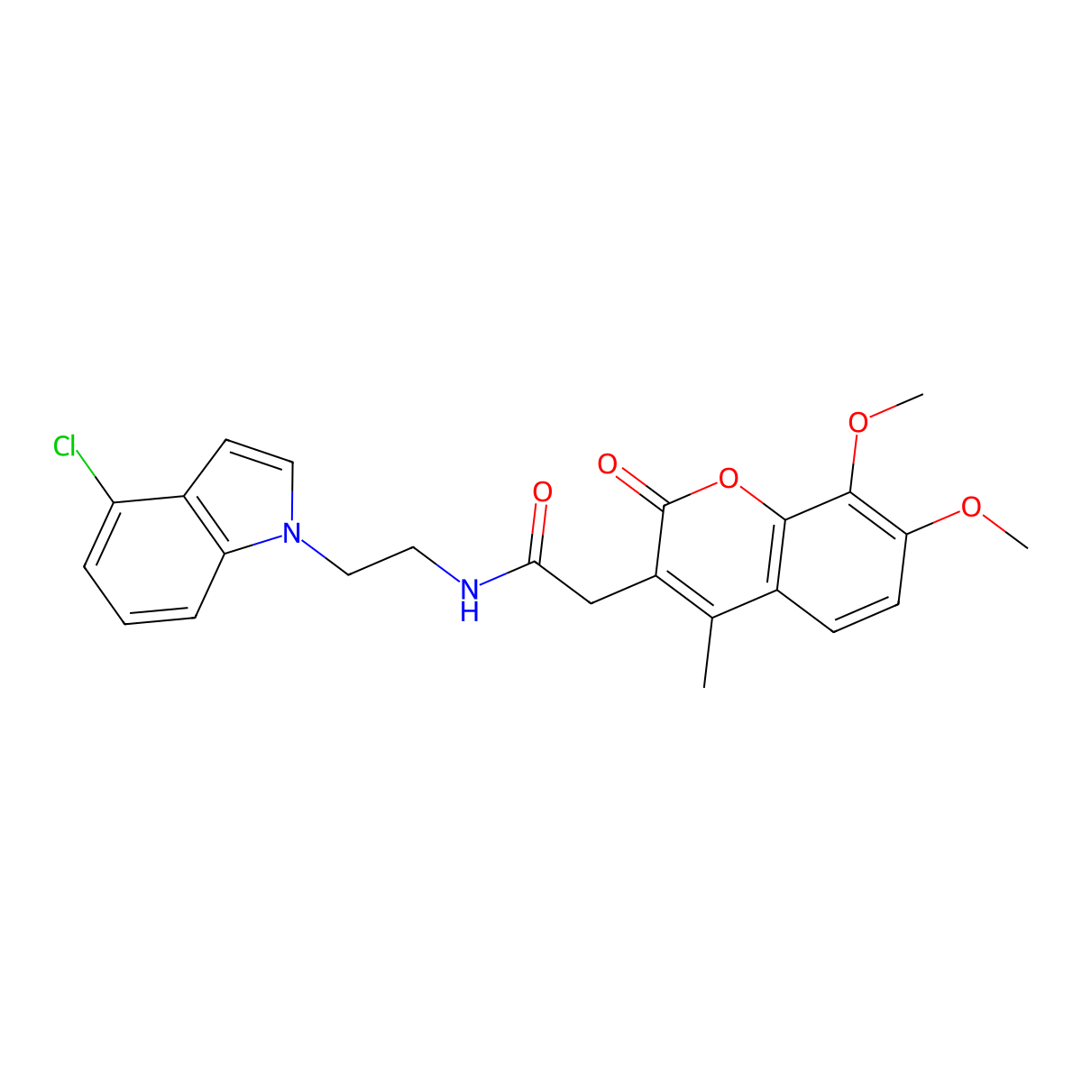 N-[2-(4-chloro-1H-indol-1-yl)ethyl]-2-(7,8-dimethoxy-4-methyl-2-oxo-2H-chromen-3-yl)acetamide molecular structure, CAS 1282106-80-2