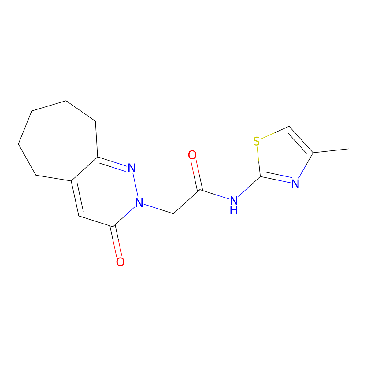 N-(4-methyl-1,3-thiazol-2-yl)-2-(3-oxo-3,5,6,7,8,9-hexahydro-2H-cyclohepta[c]pyridazin-2-yl)acetamide molecular structure, CAS 1282106-87-9