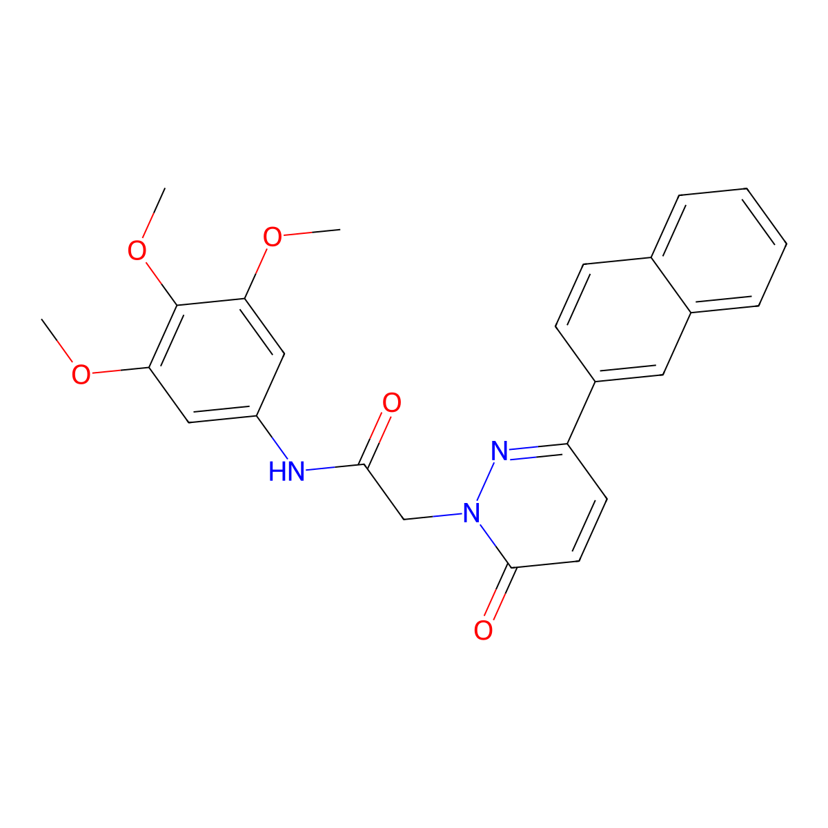 2-(3-(naphthalen-2-yl)-6-oxopyridazin-1(6H)-yl)-N-(3,4,5-trimethoxyphenyl)acetamide molecular structure, CAS 1282106-97-1