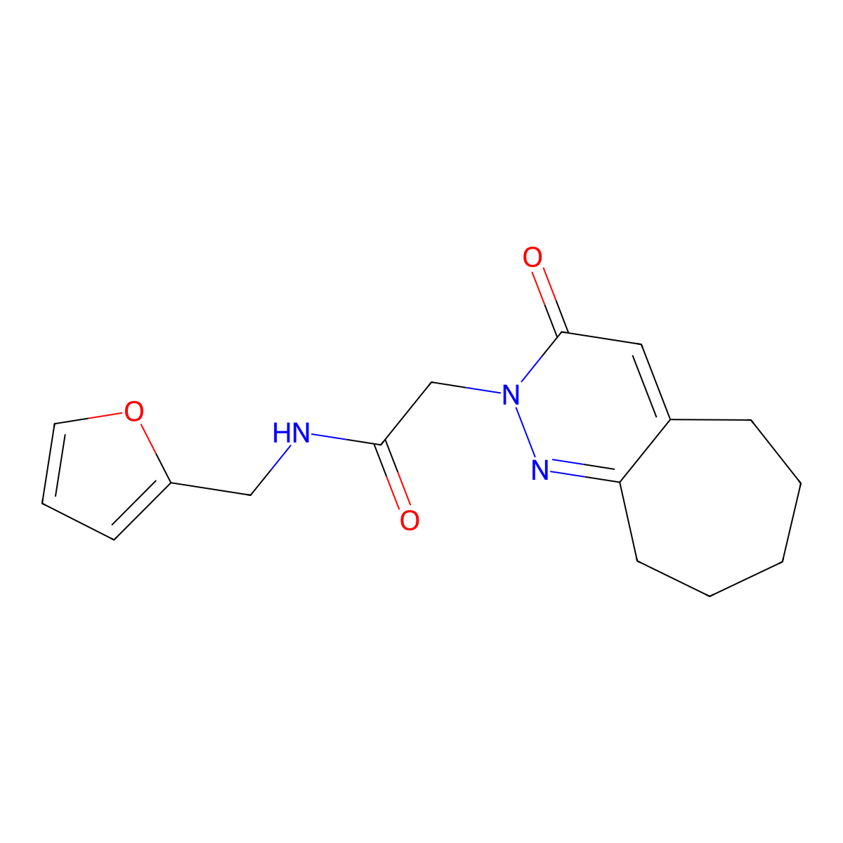 N-(furan-2-ylmethyl)-2-(3-oxo-3,5,6,7,8,9-hexahydro-2H-cyclohepta[c]pyridazin-2-yl)acetamide molecular structure, CAS 1282107-36-1