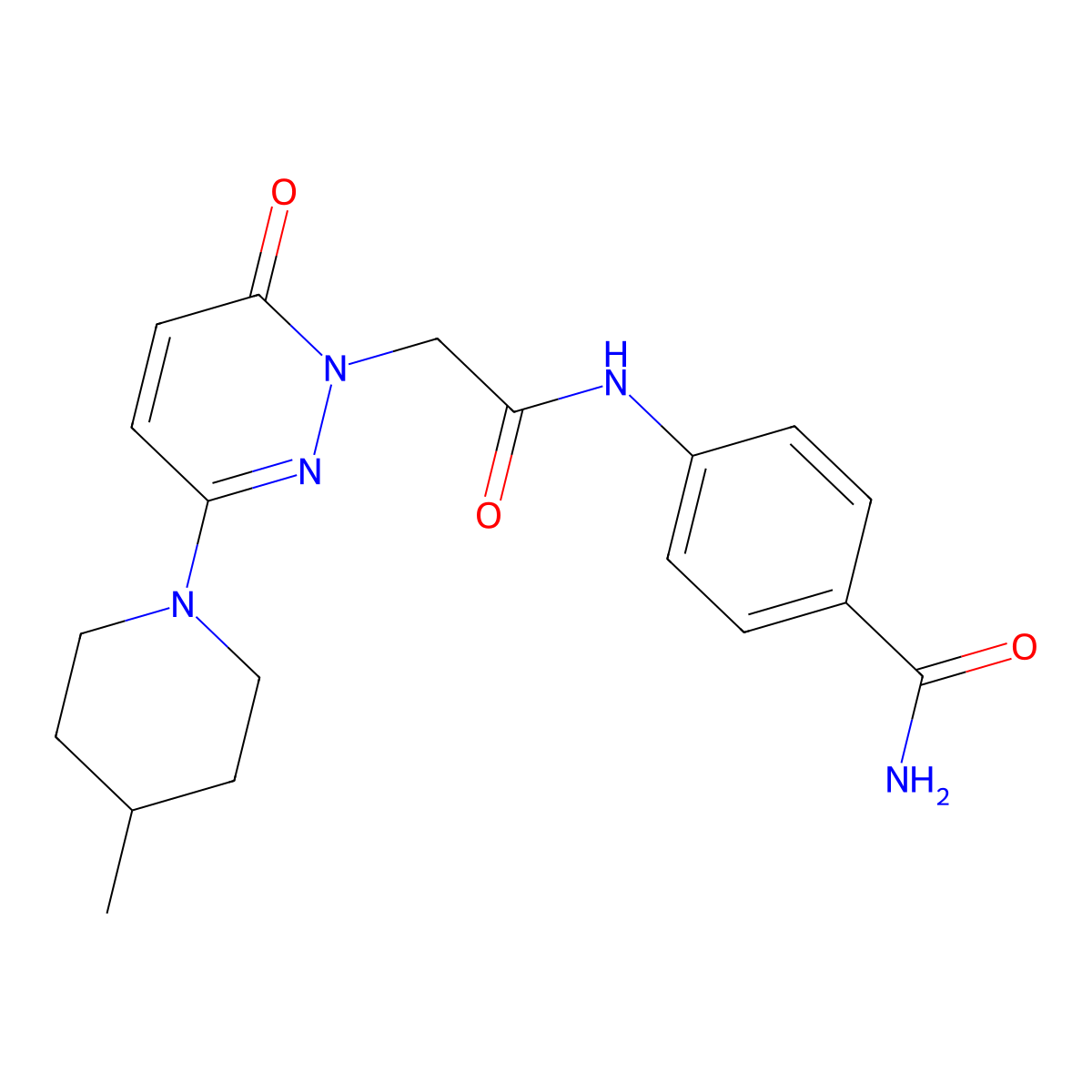 4-({[3-(4-methylpiperidin-1-yl)-6-oxopyridazin-1(6H)-yl]acetyl}amino)benzamide molecular structure, CAS 1282107-88-3