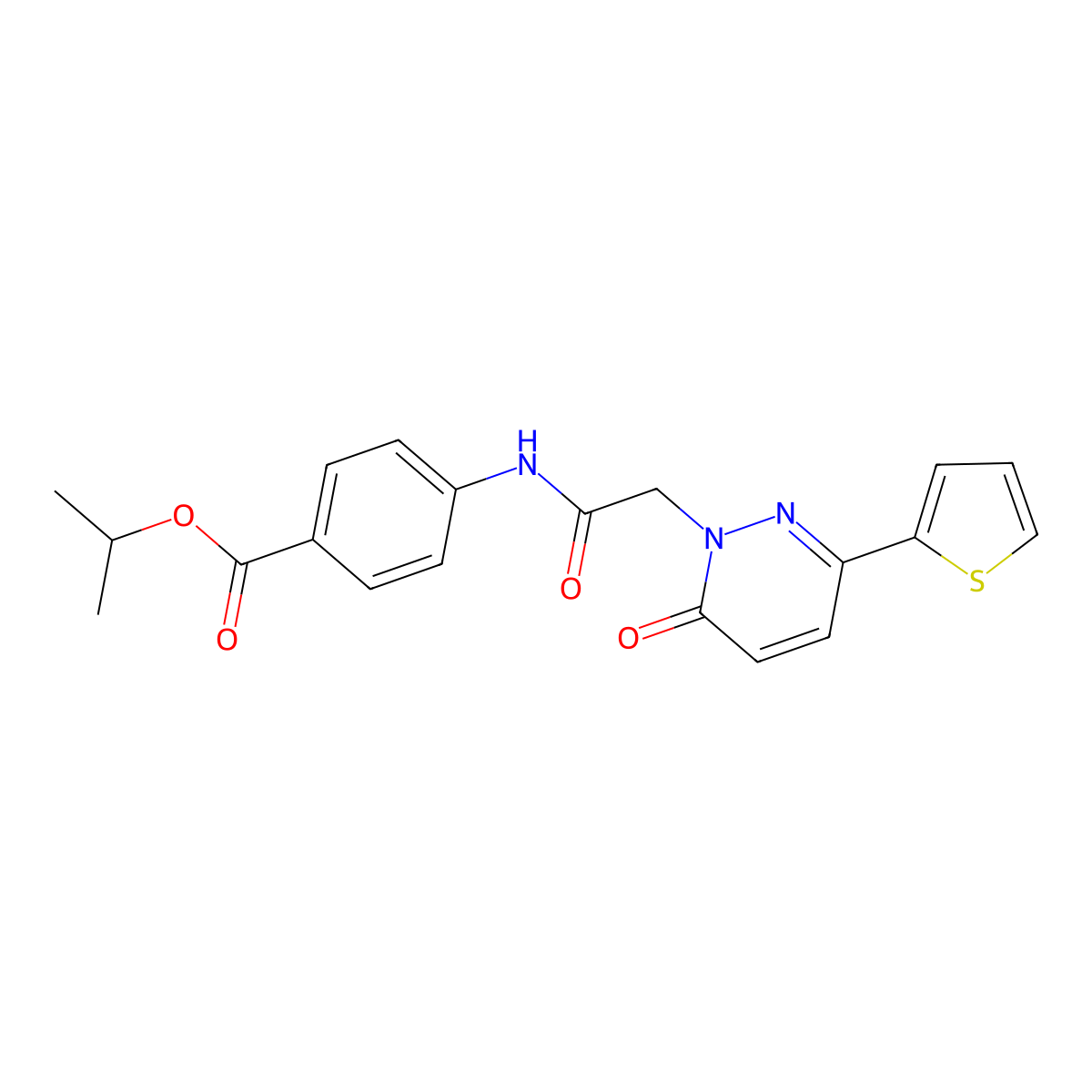 propan-2-yl 4-({[6-oxo-3-(thiophen-2-yl)pyridazin-1(6H)-yl]acetyl}amino)benzoate molecular structure, CAS 1282108-18-2