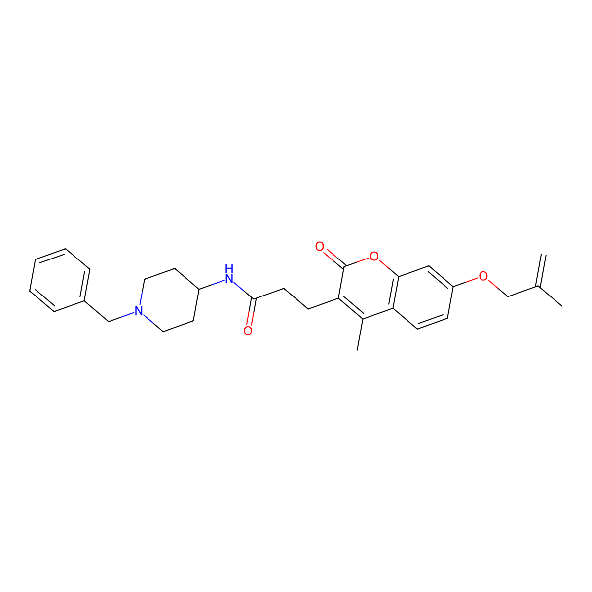 N~1~-(1-benzyl-4-piperidyl)-3-{4-methyl-7-[(2-methylallyl)oxy]-2-oxo-2H-chromen-3-yl}propanamide molecular structure, CAS 1282108-21-7