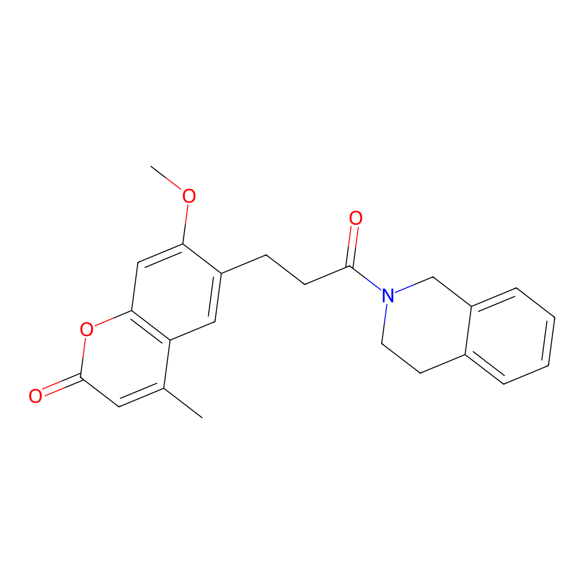 6-[3-(3,4-dihydroisoquinolin-2(1H)-yl)-3-oxopropyl]-7-methoxy-4-methyl-2H-chromen-2-one molecular structure, CAS 1282108-24-0