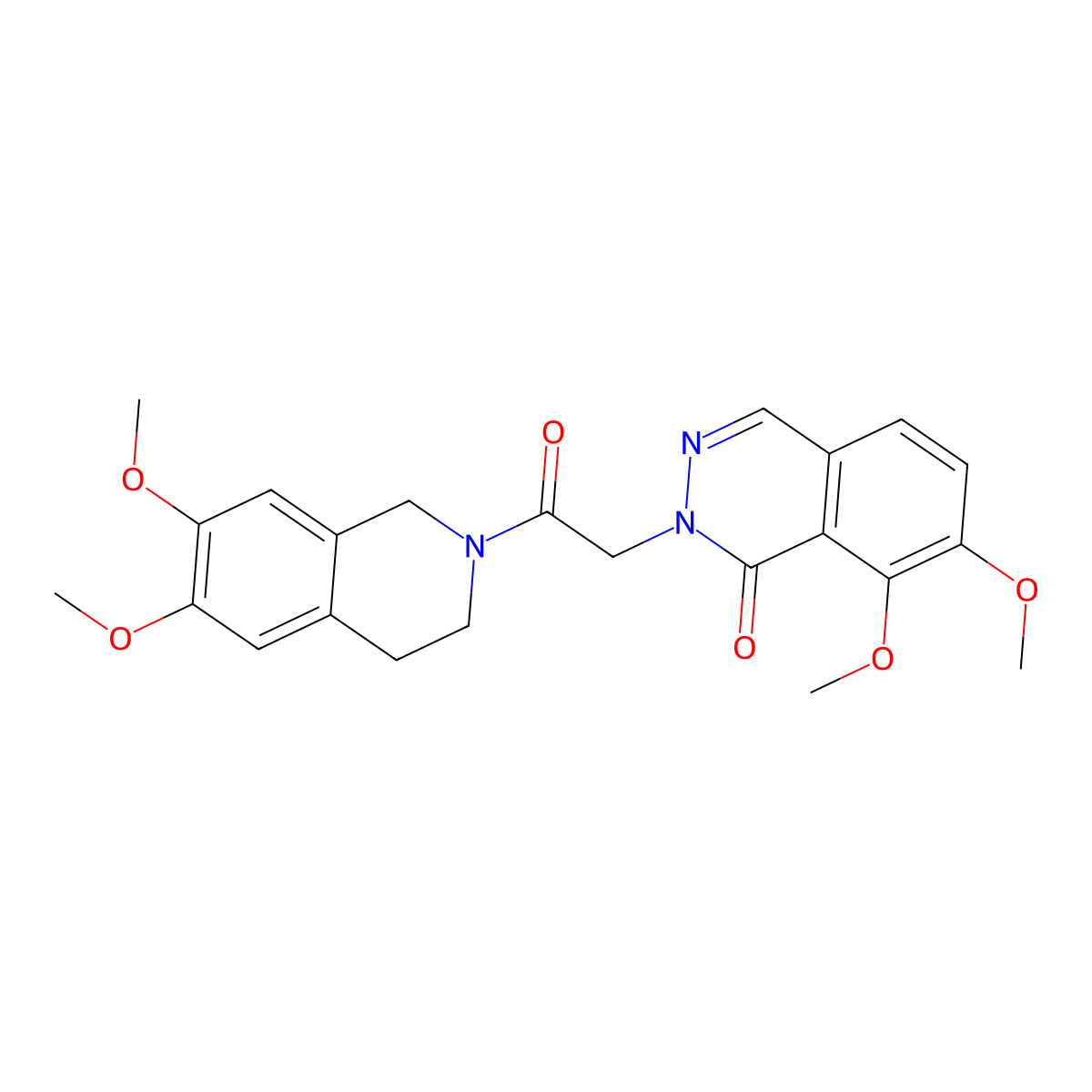 2-[2-(6,7-dimethoxy-3,4-dihydroisoquinolin-2(1H)-yl)-2-oxoethyl]-7,8-dimethoxyphthalazin-1(2H)-one molecular structure, CAS 1282108-32-0