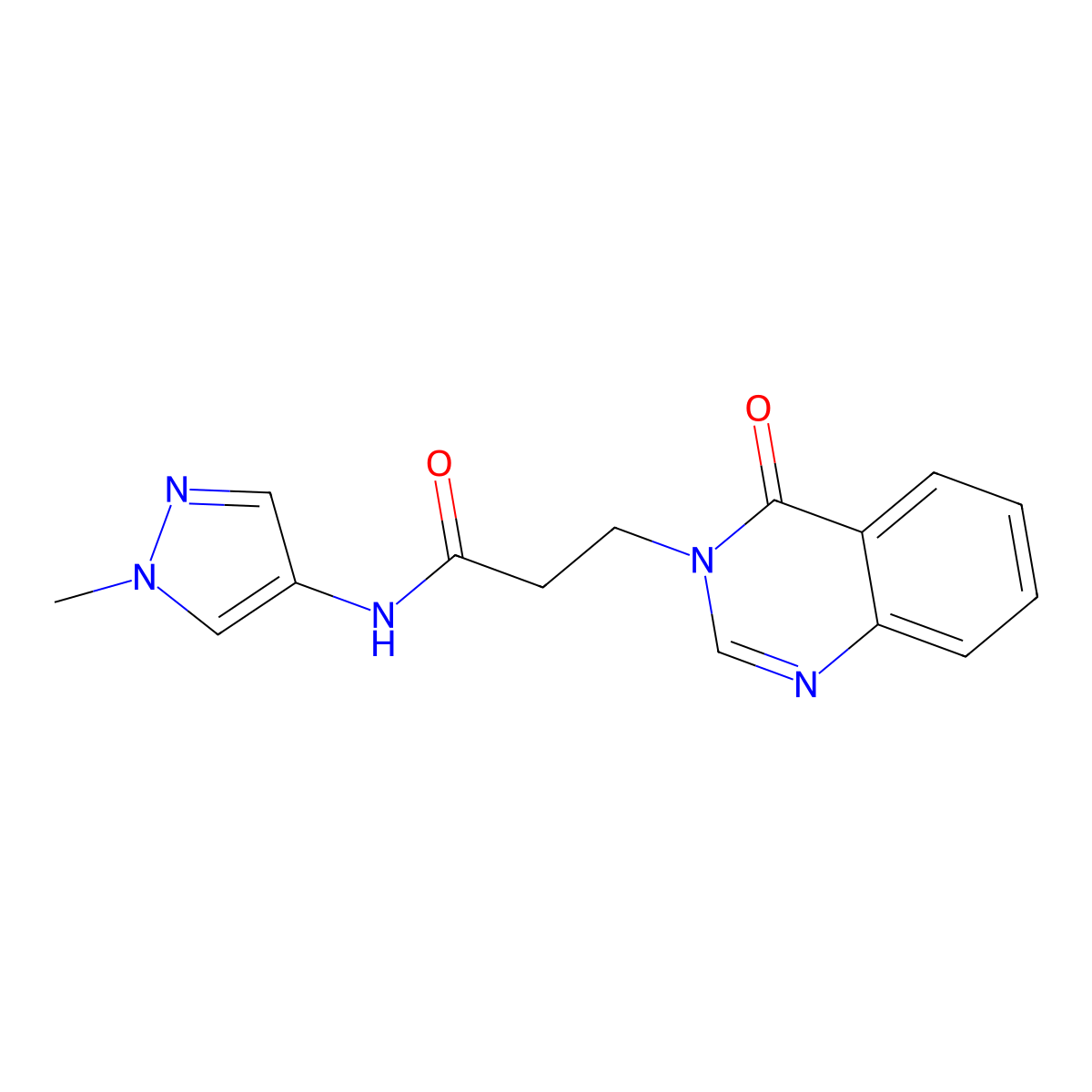 N-(1-methyl-1H-pyrazol-4-yl)-3-(4-oxoquinazolin-3(4H)-yl)propanamide molecular structure, CAS 1282108-39-7