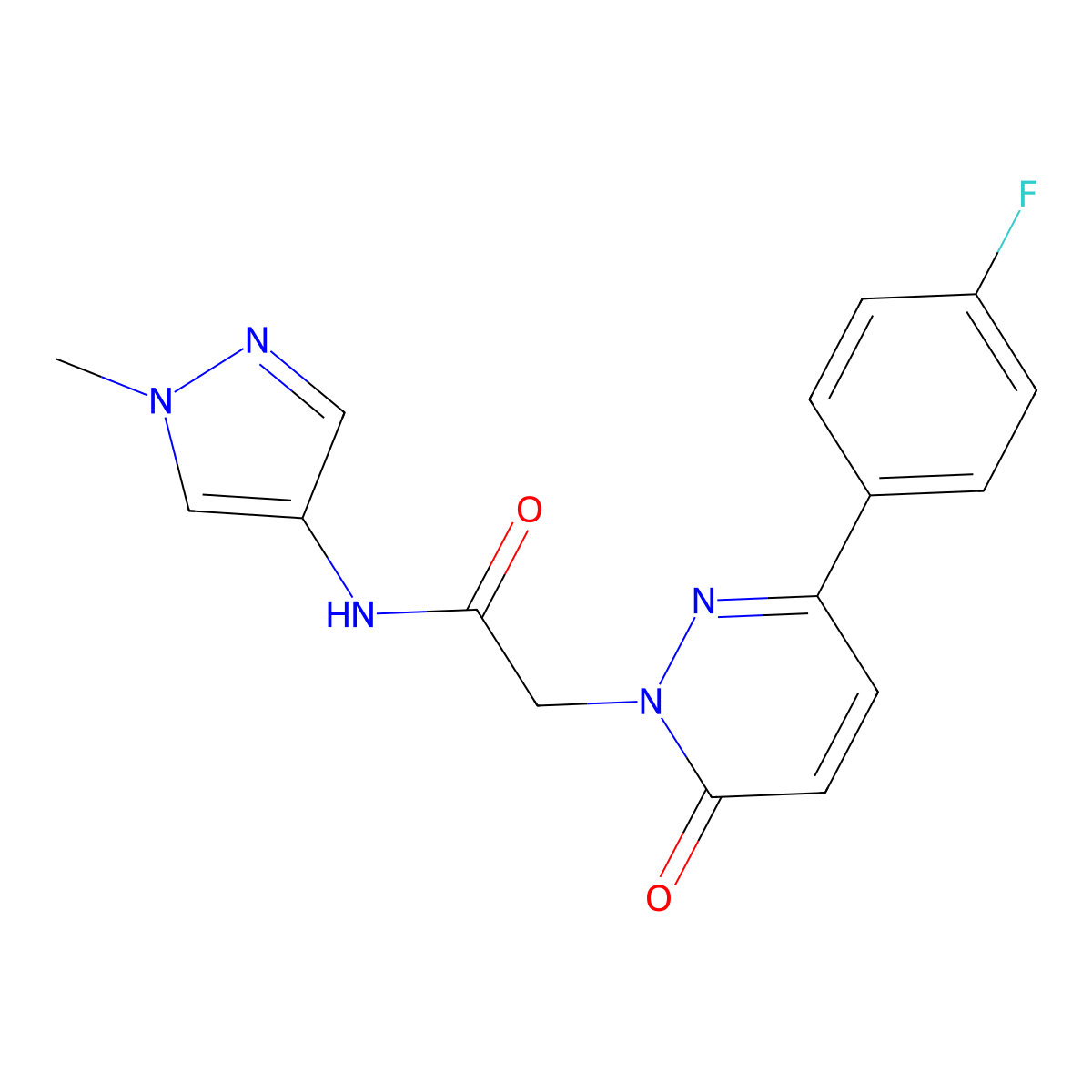 2-(3-(4-fluorophenyl)-6-oxopyridazin-1(6H)-yl)-N-(1-methyl-1H-pyrazol-4-yl)acetamide molecular structure, CAS 1282108-92-2