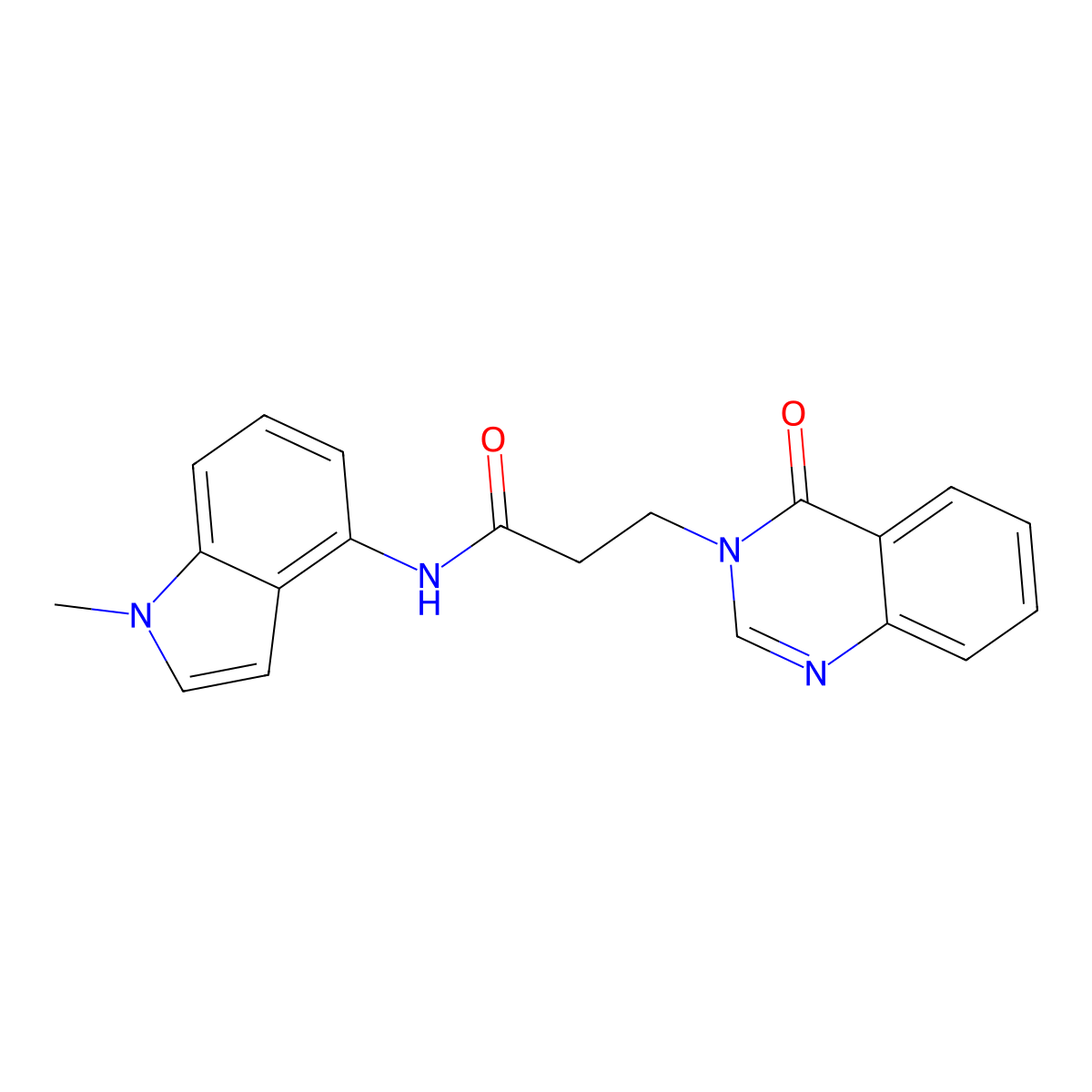 N-(1-methyl-1H-indol-4-yl)-3-(4-oxoquinazolin-3(4H)-yl)propanamide molecular structure, CAS 1282108-94-4