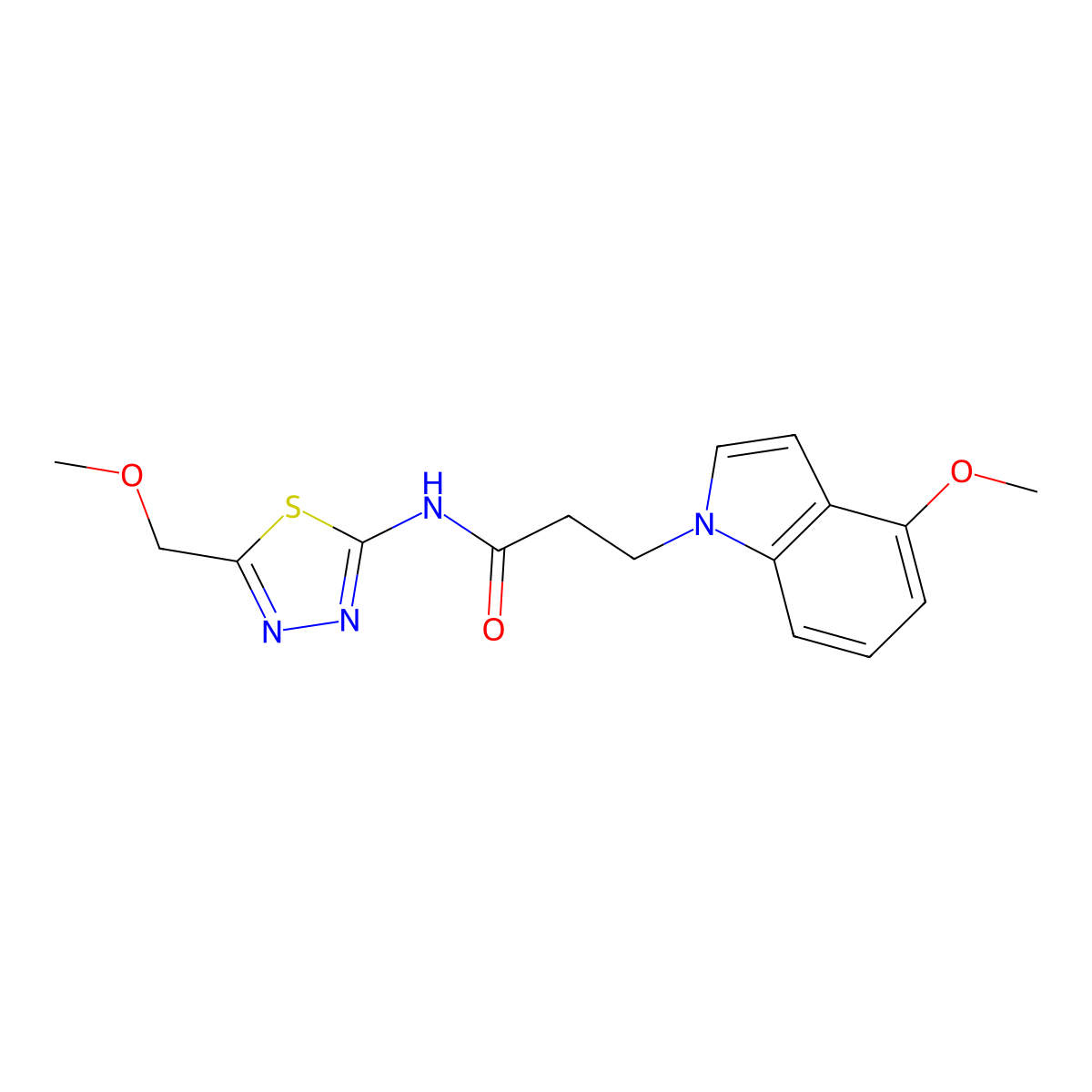 3-(4-methoxy-1H-indol-1-yl)-N-[(2Z)-5-(methoxymethyl)-1,3,4-thiadiazol-2(3H)-ylidene]propanamide molecular structure, CAS 1282109-11-8