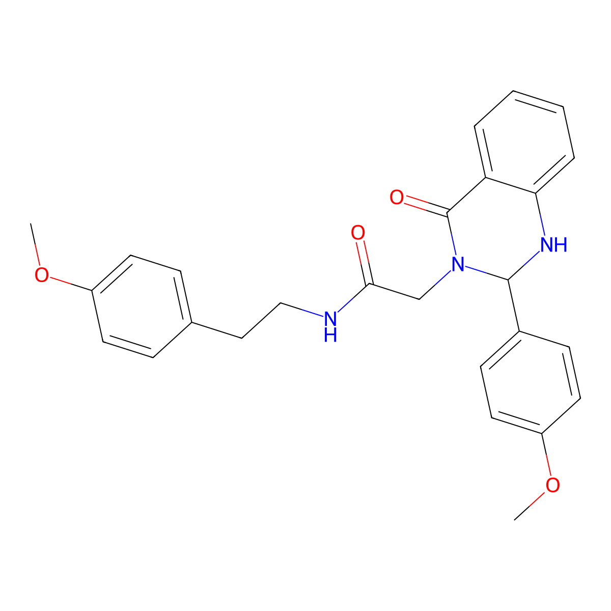 N-[2-(4-methoxyphenyl)ethyl]-2-[2-(4-methoxyphenyl)-4-oxo-1,4-dihydroquinazolin-3(2H)-yl]acetamide molecular structure, CAS 1282109-12-9