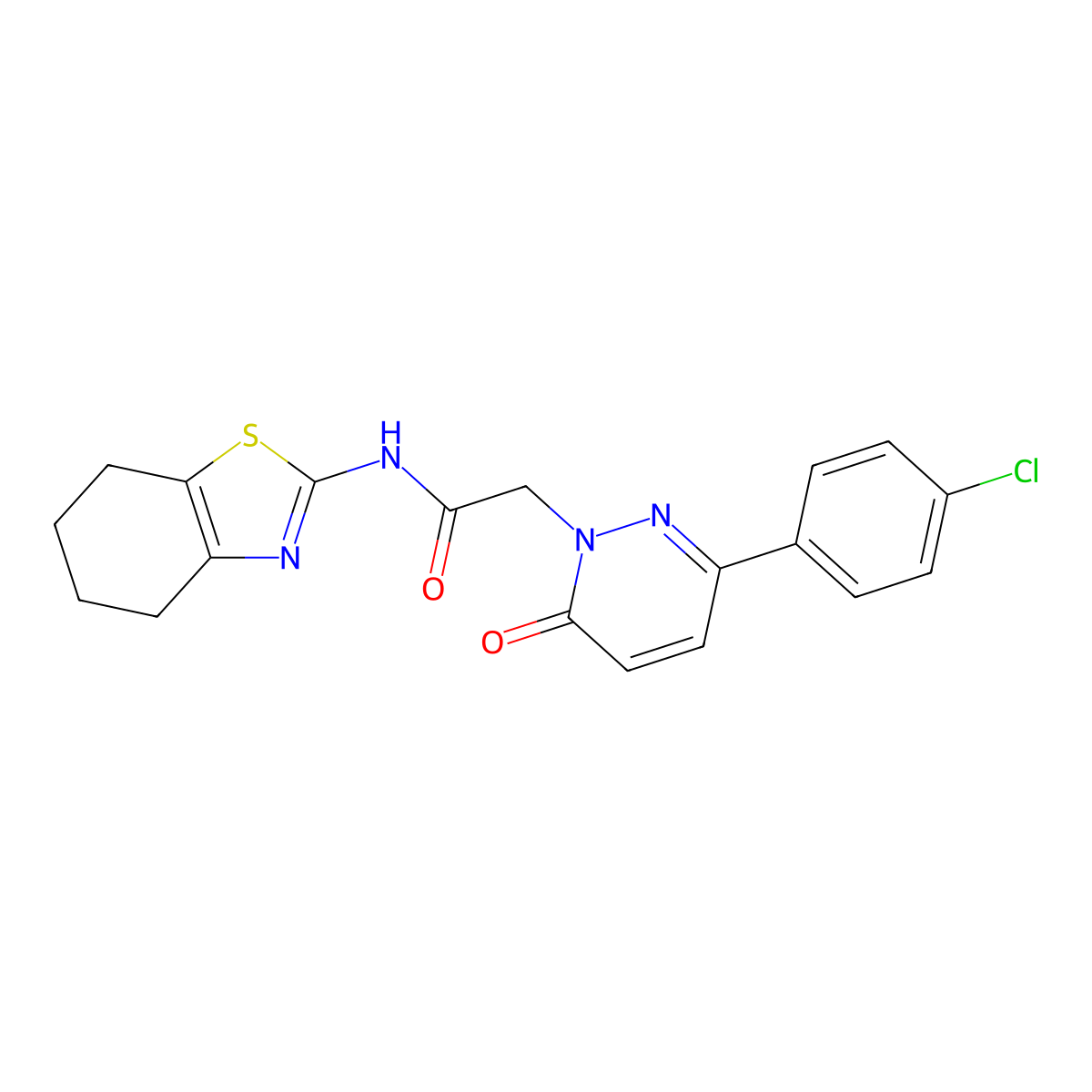 2-(3-(4-chlorophenyl)-6-oxopyridazin-1(6H)-yl)-N-(4,5,6,7-tetrahydrobenzo[d]thiazol-2-yl)acetamide molecular structure, CAS 1282109-21-0