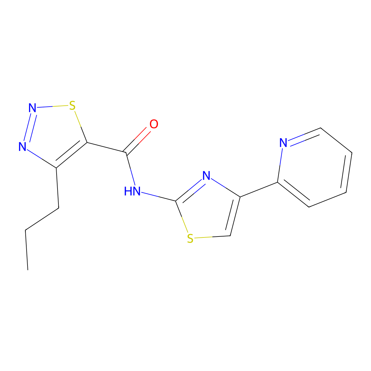 4-propyl-N-[(2Z)-4-(pyridin-2-yl)-1,3-thiazol-2(3H)-ylidene]-1,2,3-thiadiazole-5-carboxamide molecular structure, CAS 1282109-29-8