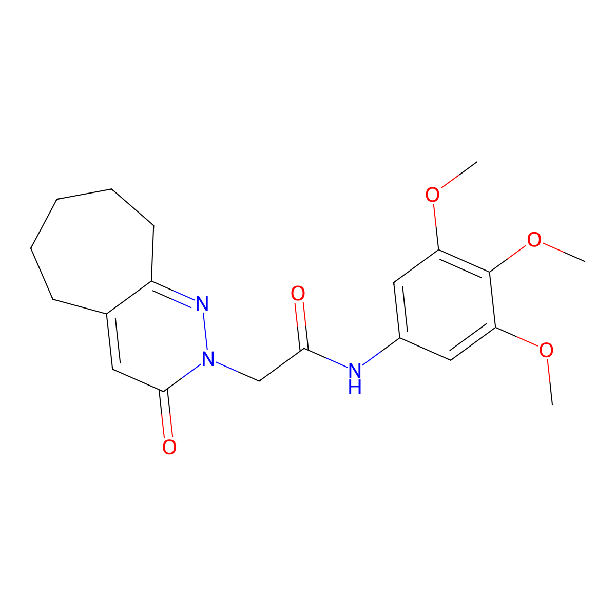 2-(3-oxo-3,5,6,7,8,9-hexahydro-2H-cyclohepta[c]pyridazin-2-yl)-N-(3,4,5-trimethoxyphenyl)acetamide molecular structure, CAS 1282109-32-3