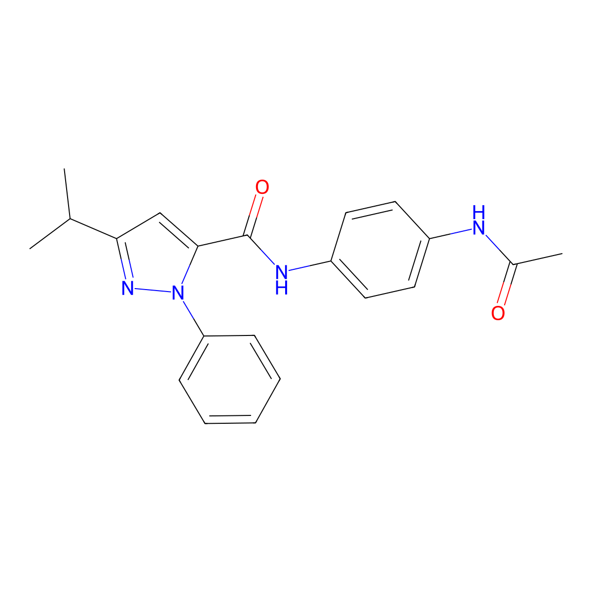 N-[4-(acetylamino)phenyl]-1-phenyl-3-(propan-2-yl)-1H-pyrazole-5-carboxamide molecular structure, CAS 1282109-54-9