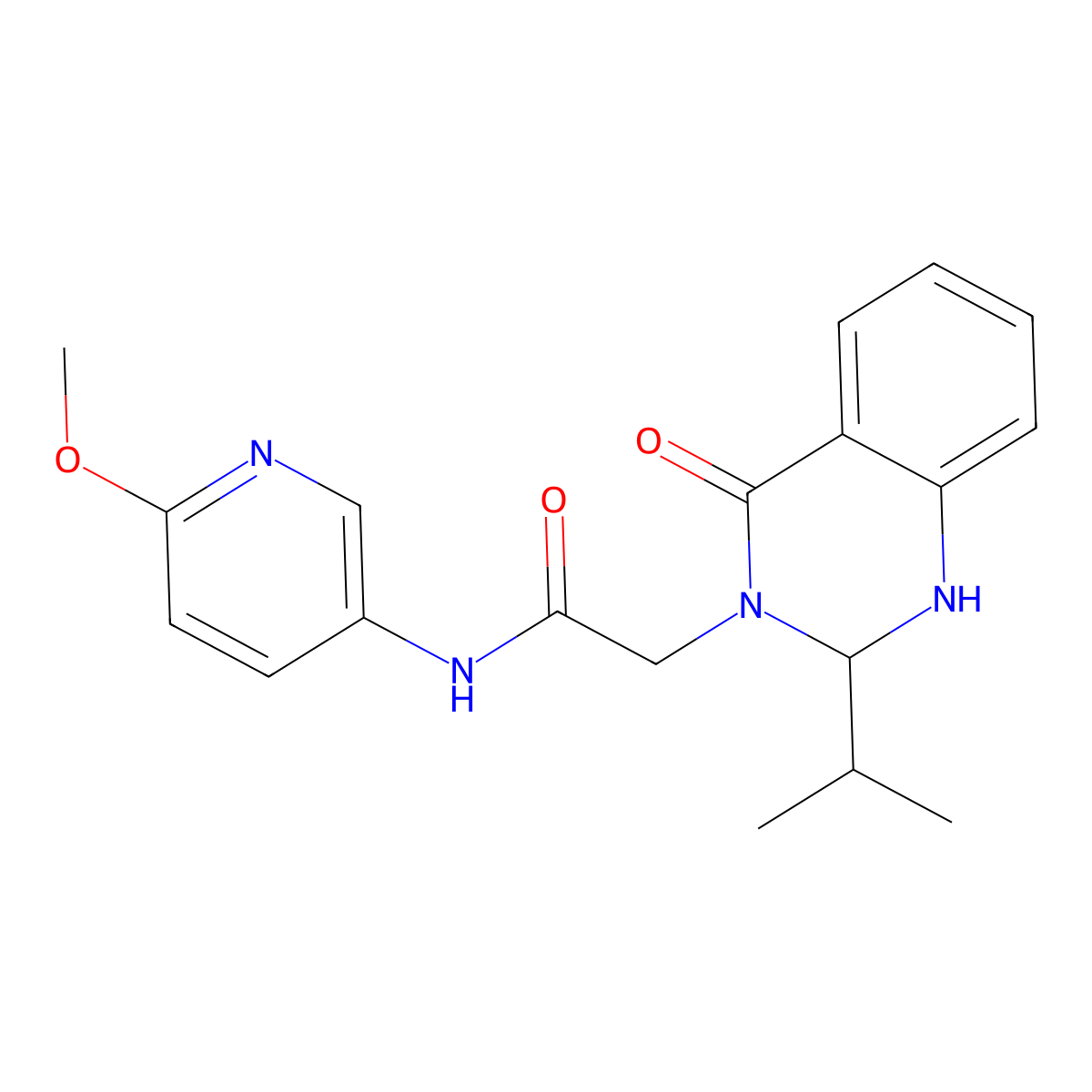 N-(6-methoxypyridin-3-yl)-2-[4-oxo-2-(propan-2-yl)-1,4-dihydroquinazolin-3(2H)-yl]acetamide molecular structure, CAS 1282109-56-1