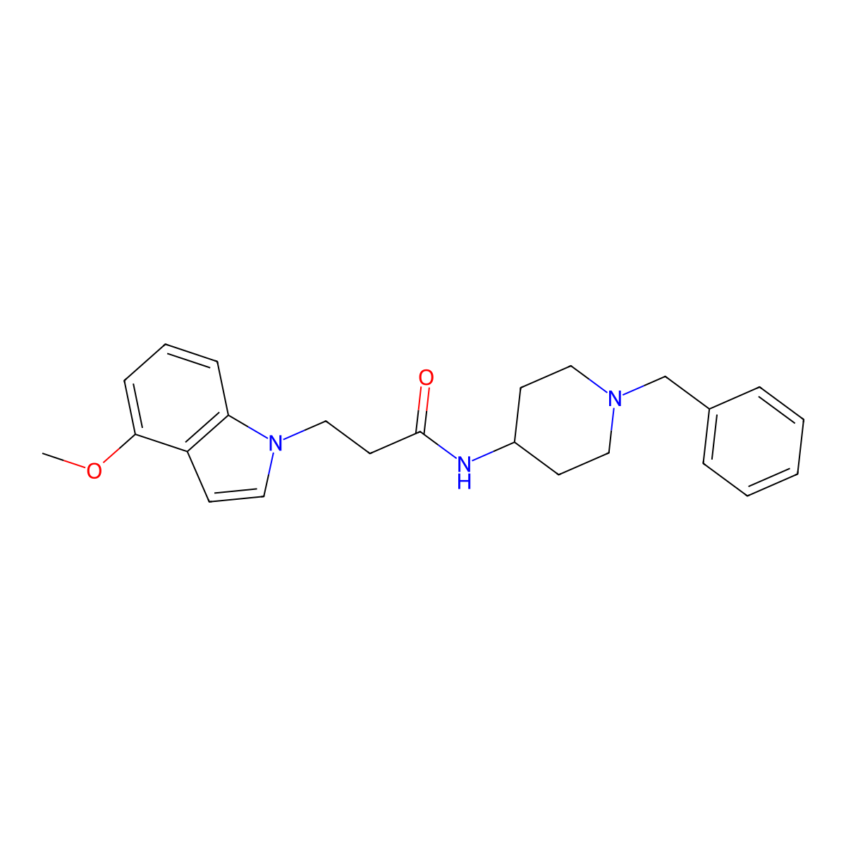 N-(1-benzylpiperidin-4-yl)-3-(4-methoxy-1H-indol-1-yl)propanamide molecular structure, CAS 1282109-77-6