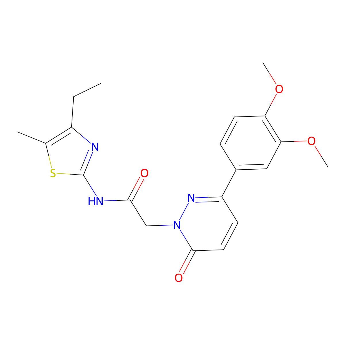 2-[3-(3,4-dimethoxyphenyl)-6-oxopyridazin-1(6H)-yl]-N-[(2Z)-4-ethyl-5-methyl-1,3-thiazol-2(3H)-ylidene]acetamide molecular structure, CAS 1282109-88-9
