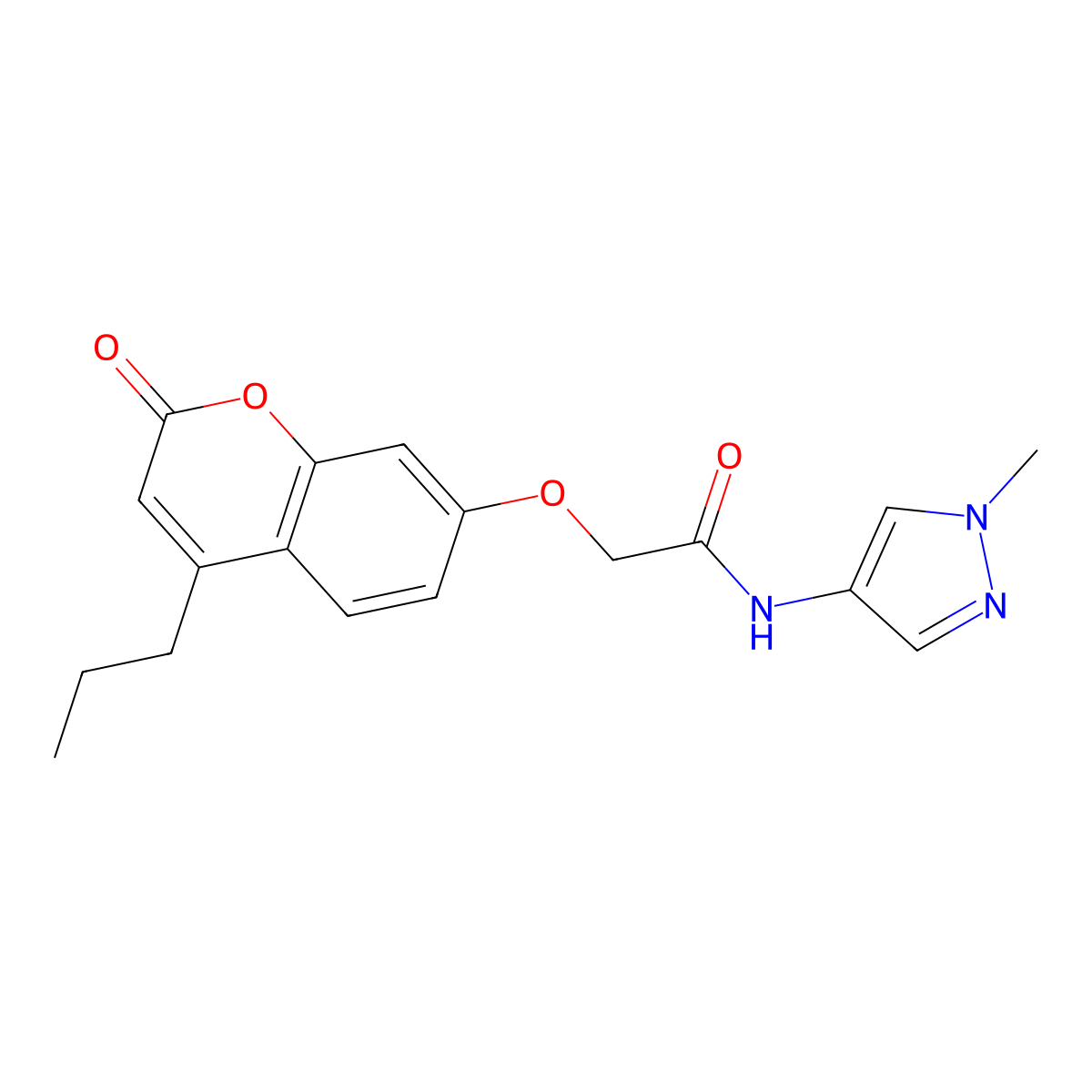 N-(1-methyl-1H-pyrazol-4-yl)-2-[(2-oxo-4-propyl-2H-chromen-7-yl)oxy]acetamide molecular structure, CAS 1282109-89-0