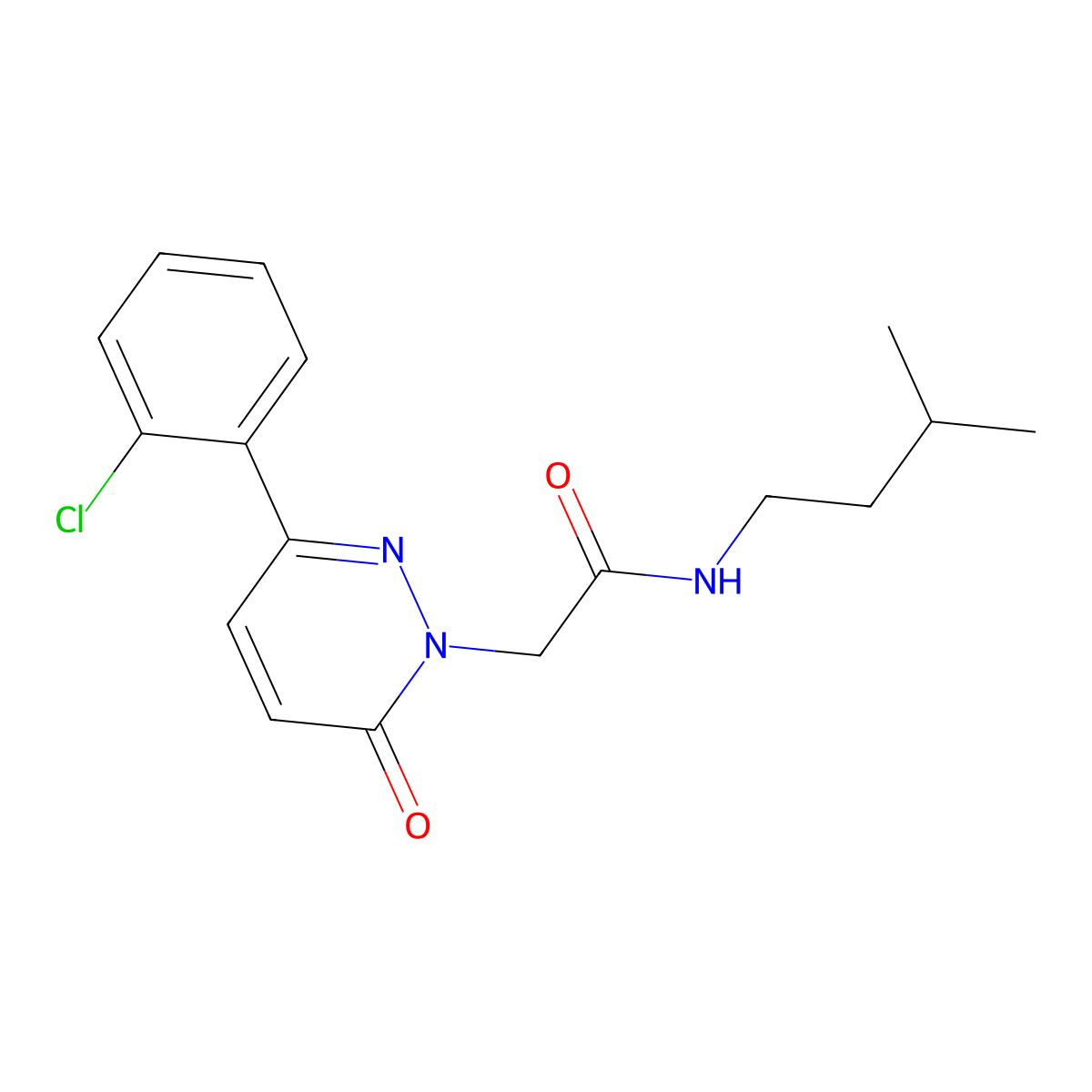 2-[3-(2-chlorophenyl)-6-oxo-1(6H)-pyridazinyl]-N~1~-isopentylacetamide molecular structure, CAS 1282109-94-7