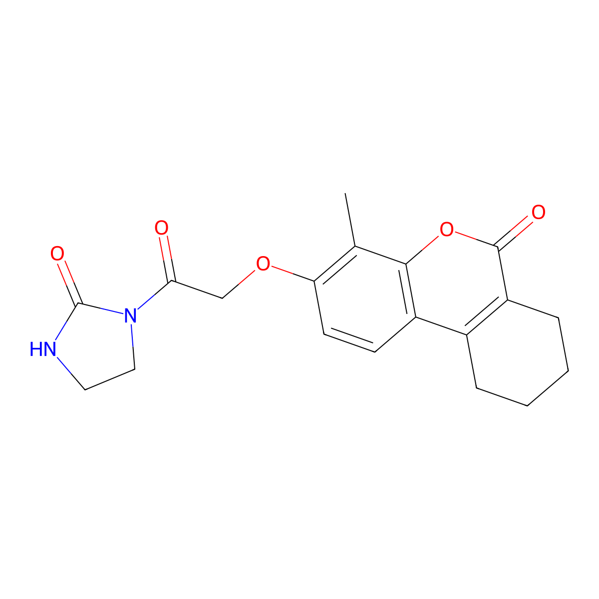 1-{[(4-methyl-6-oxo-7,8,9,10-tetrahydro-6H-benzo[c]chromen-3-yl)oxy]acetyl}imidazolidin-2-one molecular structure, CAS 1282109-95-8