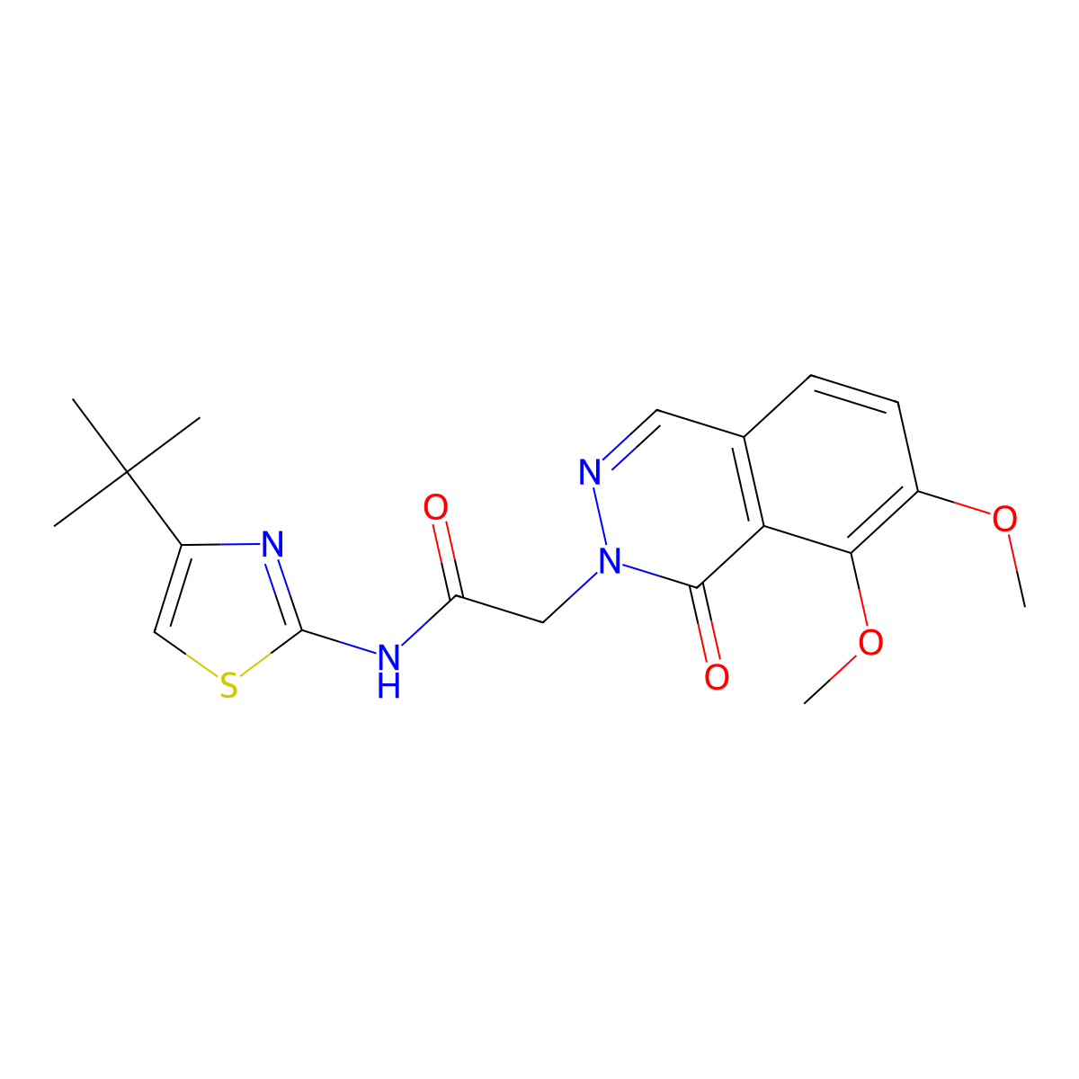 N-[(2E)-4-tert-butyl-1,3-thiazol-2(3H)-ylidene]-2-(7,8-dimethoxy-1-oxophthalazin-2(1H)-yl)acetamide molecular structure, CAS 1282109-96-9