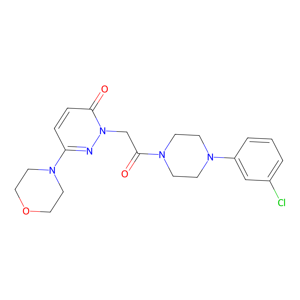 2-{2-[4-(3-chlorophenyl)piperazin-1-yl]-2-oxoethyl}-6-(morpholin-4-yl)pyridazin-3(2H)-one molecular structure, CAS 1282110-01-3