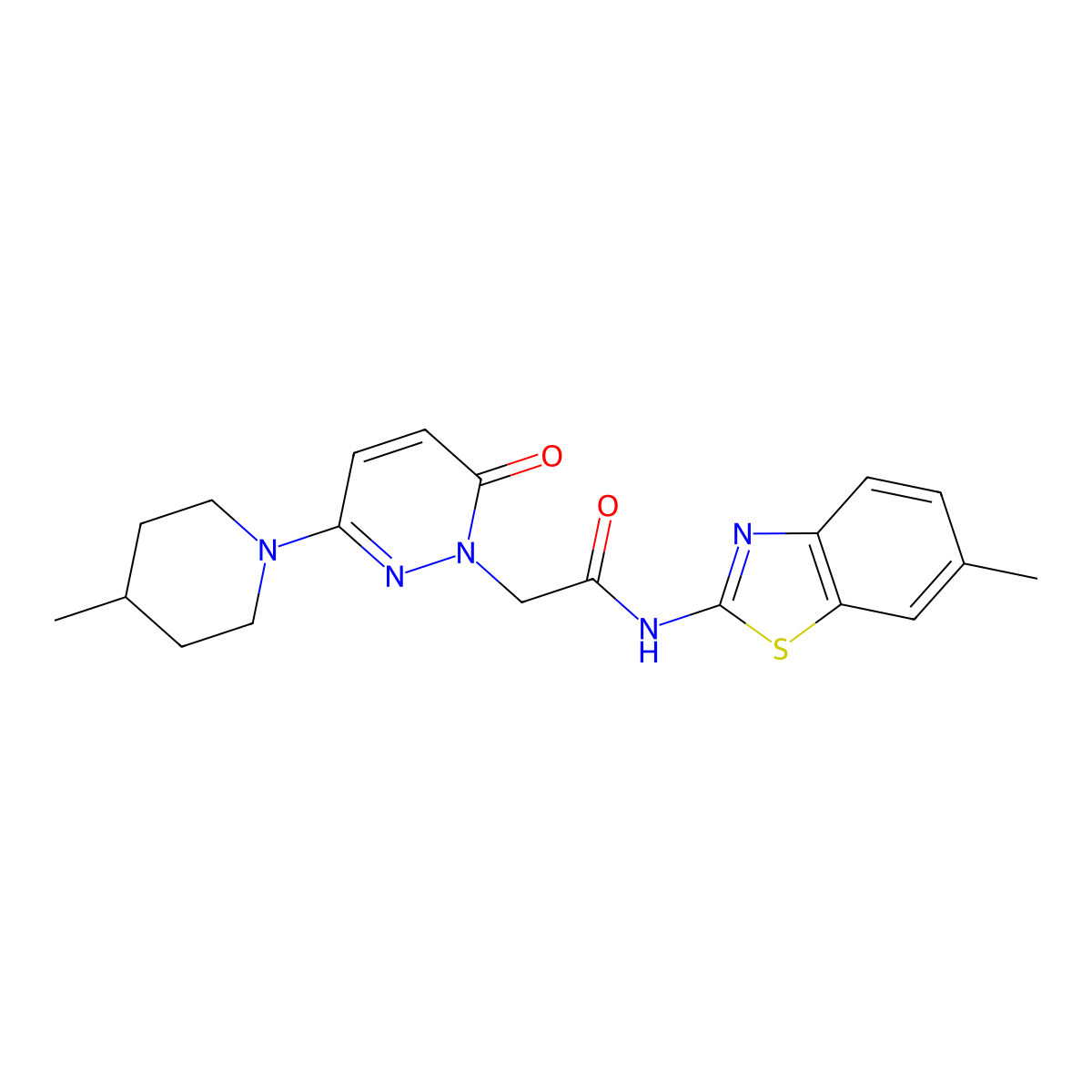 N-(6-methyl-1,3-benzothiazol-2-yl)-2-[3-(4-methylpiperidin-1-yl)-6-oxopyridazin-1(6H)-yl]acetamide molecular structure, CAS 1282110-06-8